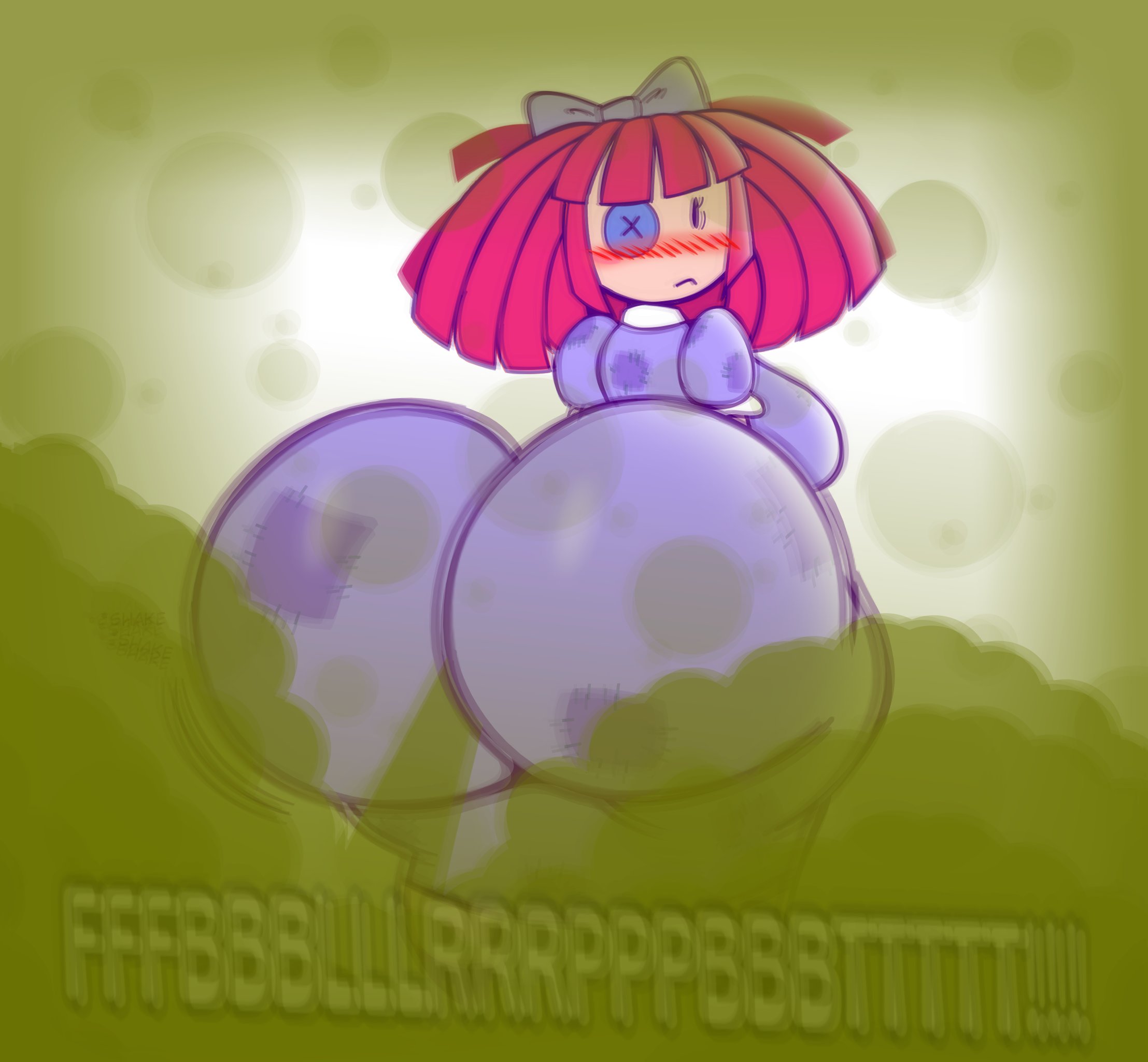 1girls, big ass, big butt, blush, cartoon, cartoony, clothed, doll, doll girl, fart, fart cloud, fart fetish, farting, fat ass, fat butt, female, female focus, female only, fully clothed, huge ass, huge butt, huge fart, ragatha (the amazing digital circus), shake, shaking, shaking ass, shaking butt, simple background, solo, tadc, the amazing digital circus, thebuttden