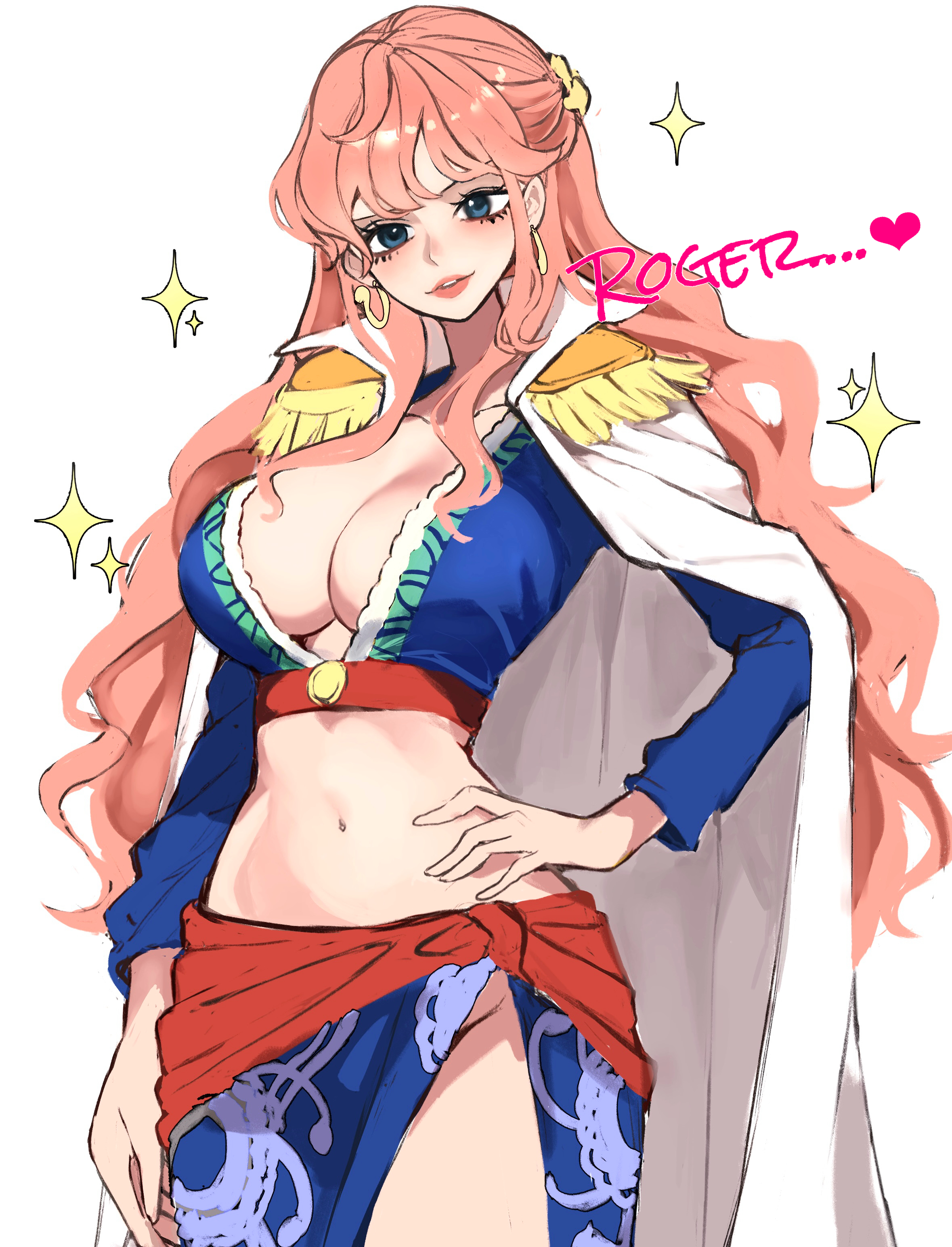 1girls, bare legs, bare thighs, big breasts, black eyes, blush, breasts, clothed, clothing, color, female, female focus, female only, gloriosa (one piece), hi res, kasumi6, kuja tribe, large breasts, light skin, light-skinned female, long hair, looking at viewer, one piece, pink hair, pink-haired female, sfw, shounen jump, solo, solo female, tagme, thick thighs