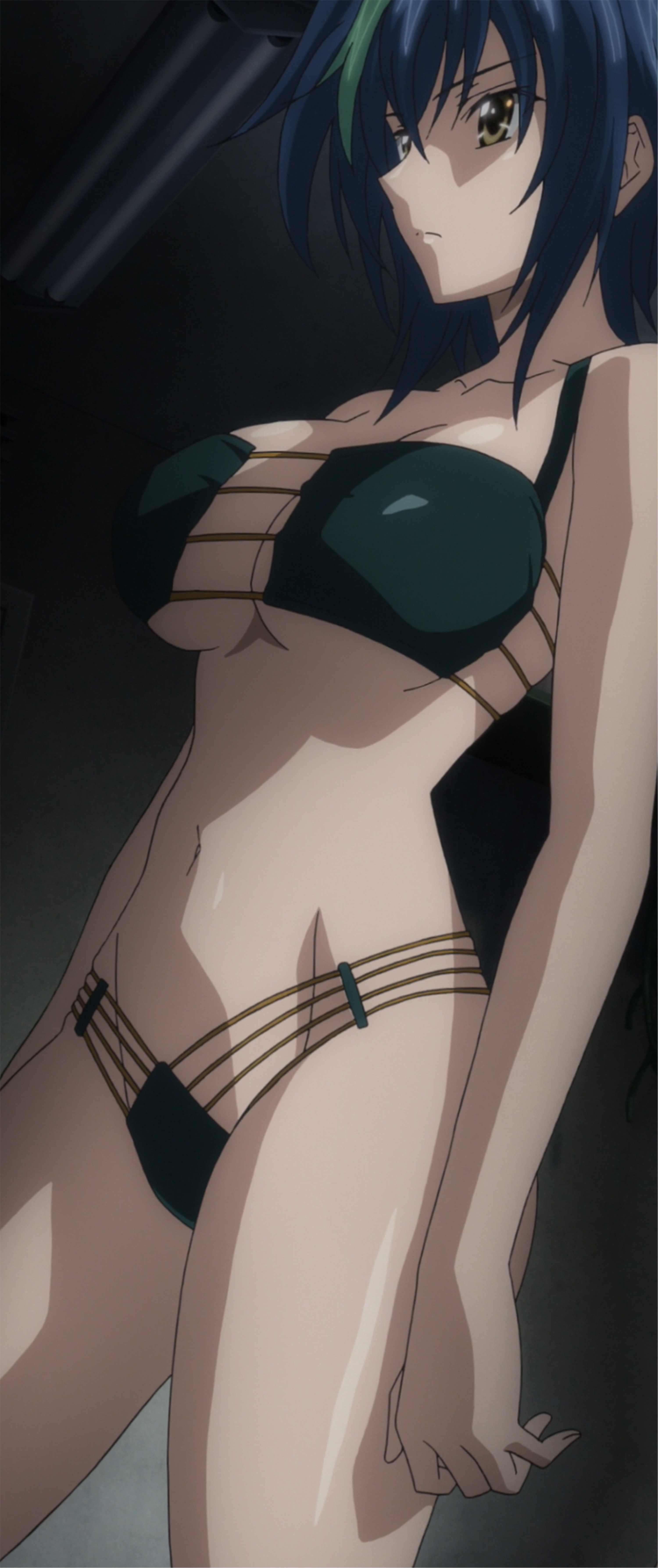 1girls, anime, anime screencap, anime screenshot, big breasts, bikini, blue hair, body blush, breasts, cleavage, female, female only, focused, frown, green hair, high school dxd, highres, large breasts, light-skinned female, multicolored hair, screencap, screenshot, short hair, solo, standing, stitched, swimsuit, third-party edit, tnk (company), two-tone hair, underboob, xenovia quarta, yellow eyes