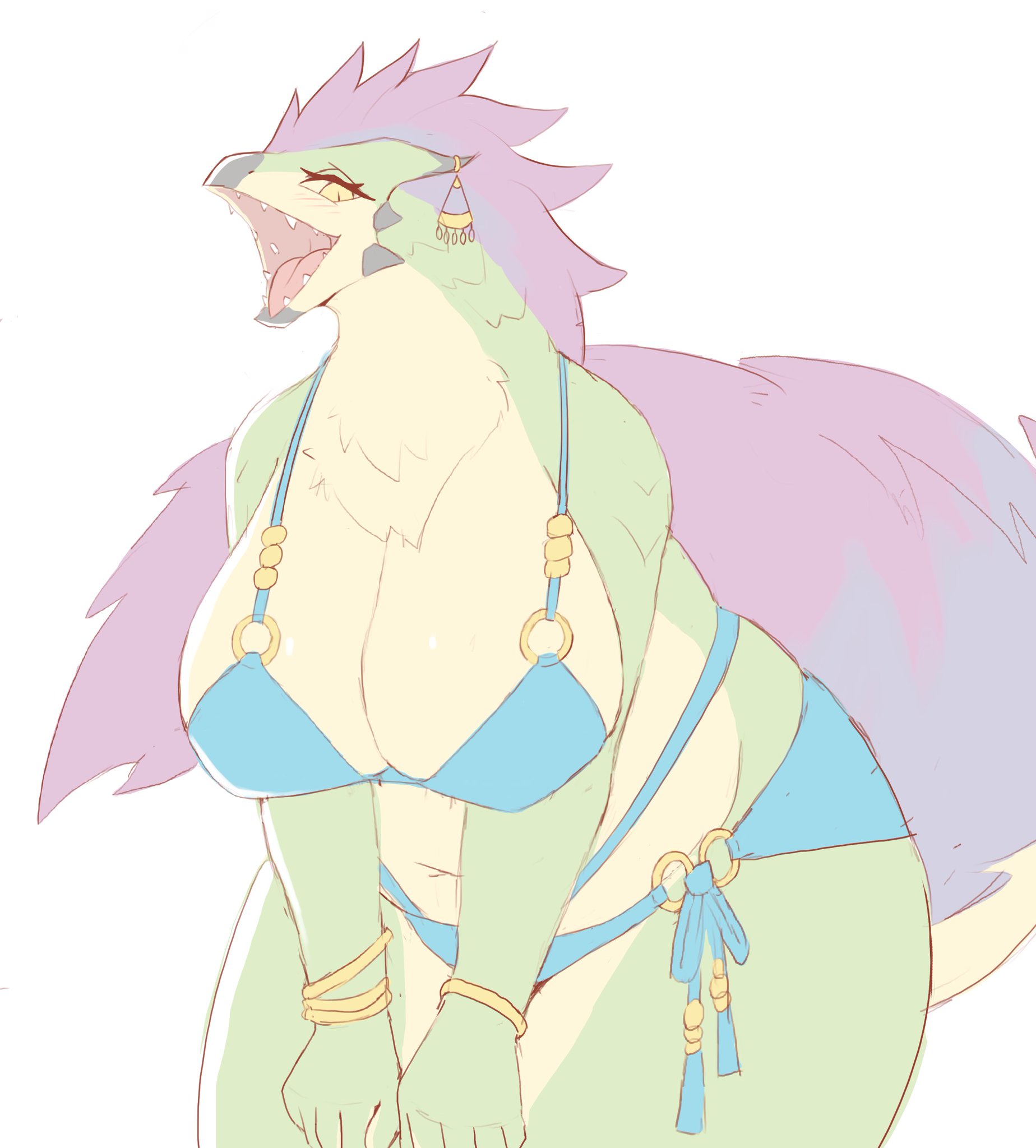 big ass, big breasts, bikini, breasts, chubby, chubby female, fat, female, fur, fur breasts, fur thick thighs, furry, seikret, showfran, swimsuit