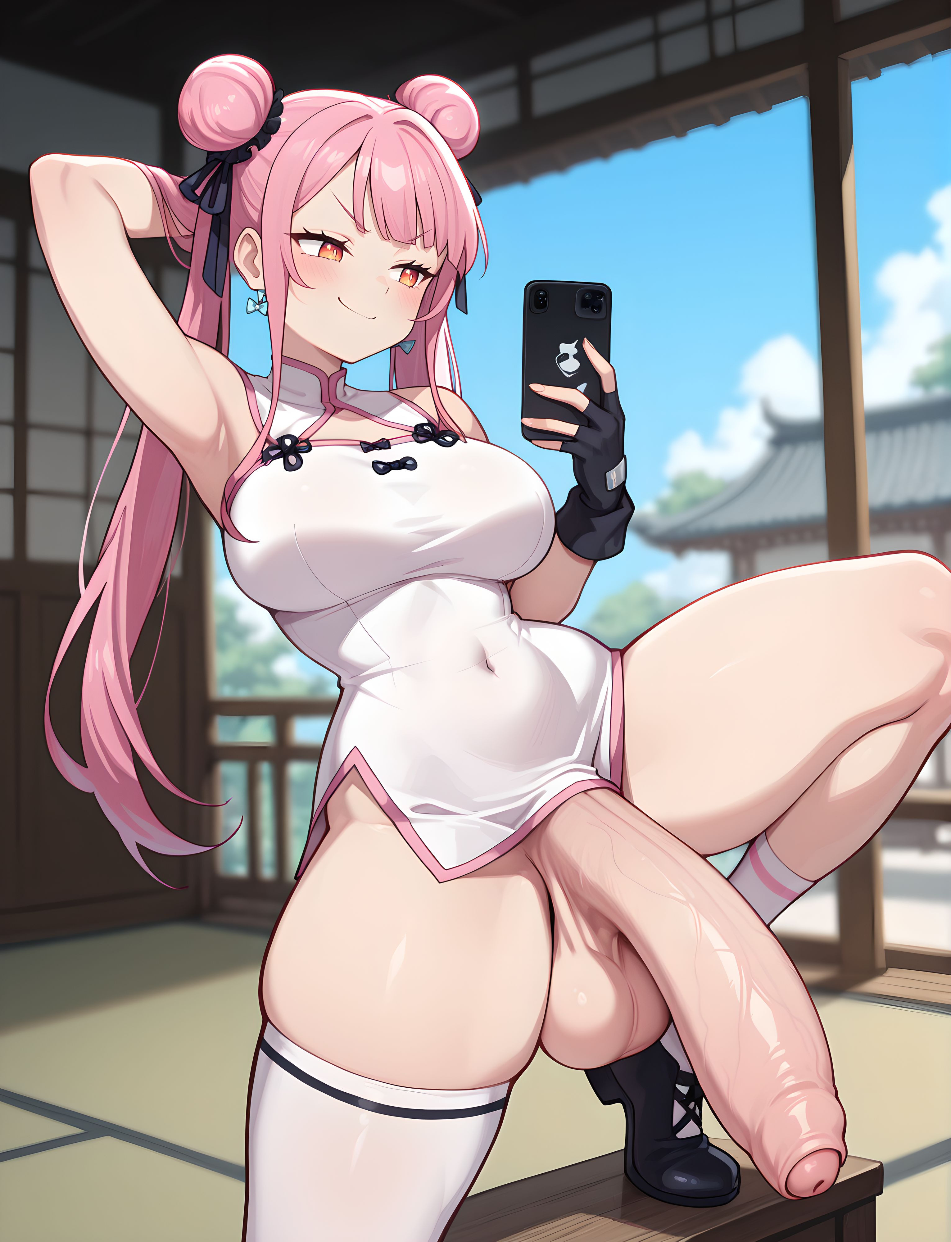 ai generated, futanari, grapesss, intersex, light-skinned futa, selfie, tao yuifa, tensei shitara dai nana ouji dattanode, kimamani majutsu o kiwamemasu