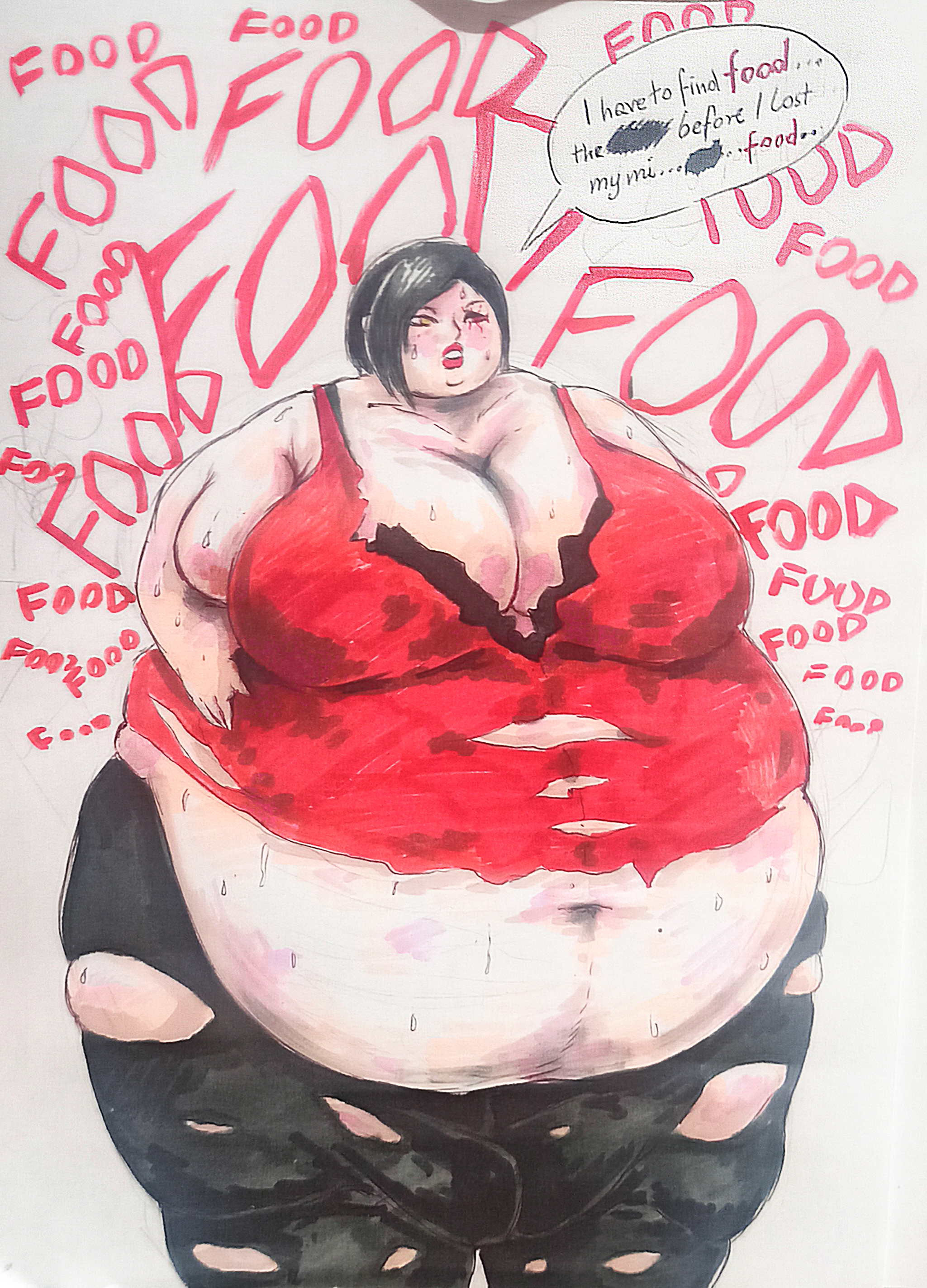 1girls, ada wong, asian, asian female, ass, ass bigger than head, bbw, belly, belly button, belly overhang, big arms, big ass, big belly, big belly button, big breasts, big butt, big female, big hips, big navel, big thighs, black clothes, black clothing, black hair, black legwear, black pants, breasts, breasts bigger than head, butt bigger than head, cheeks, chubby cheeks, dark clothes, dark clothing, dark hair, deep navel, digital drawing (artwork), digital media (artwork), double chin, fat, fat arms, fat ass, fat belly, fat breasts, fat butt, fat cheeks, fat face, fat female, fat hips, fat legs, fat thighs, female, female focus, female only, front view, giantess, gorgeous, gorgeouswaifudom, hand on own waist, hand on waist, heterochromia, hips, horizontal navel, huge arms, huge ass, huge belly, huge belly button, huge breasts, huge butt, huge female, huge hips, huge navel, huge thighs, infected, large areolae, large arms, large ass, large belly, large breasts, large butt, large female, large hips, large thighs, lips, looking away, looking to the side, massive ass, mini giantess, morbidly obese, morbidly obese female, navel, obese, obese female, overweight, overweight female, plump, plump ass, plump boobs, plump breasts, plump butt, plump female, plump thighs, red clothes, red clothing, red dress, red eye, red eyes, red lips, red lipstick, red text, red topwear, resident evil, revealing, revealing clothes, ripped, ripped bodysuit, ripped clothing, ripped dress, ripped leggings, ripped pants, ripping, ripping clothes, ripping clothing, ripping dress, ripping pants, sagging, sagging belly, sagging breasts, saggy, saggy belly, saggy boobs, saggy breasts, short hair, speech, speech bubble, ssbbw, talking, text, thick, thick ass, thick body, thick boobies, thick boobs, thick booty, thick breasts, thick butt, thick female, thick hips, thick legs, thick lips, thick thighs, thighs, thight clothing, thunder thighs, tight, tight clothes, tight clothing, tight fit, torn bodysuit, torn bottomwear, torn clothes, torn clothing, torn dress, torn legwear, torn pants, virus, weight gain, weight gain female, wide ass, wide breasts, wide butt, wide hipped female, wide hips, wide legs, wide thighs, yellow eyes