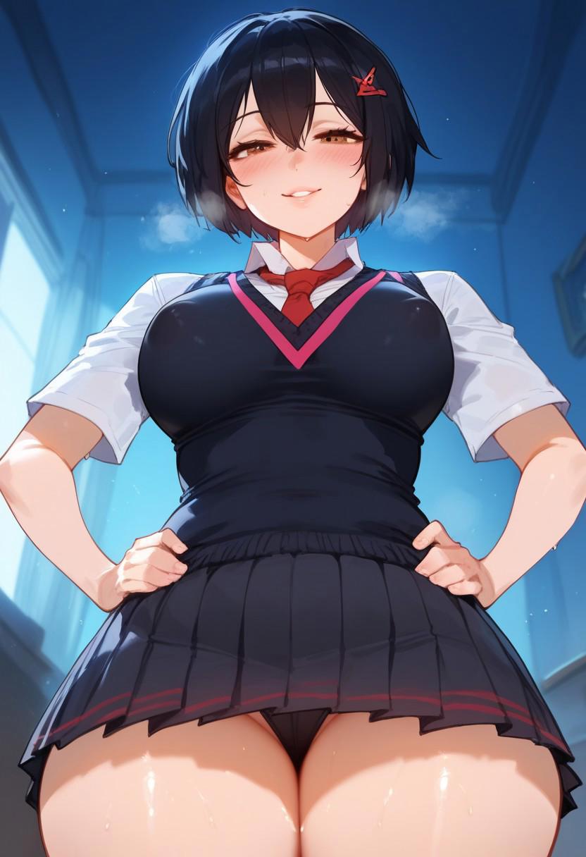 ai generated, civitai, female, female only, looking at viewer, marvel, marvel comics, peni parker, school uniform, smile, spider-man: into the spider-verse, whisperinggale