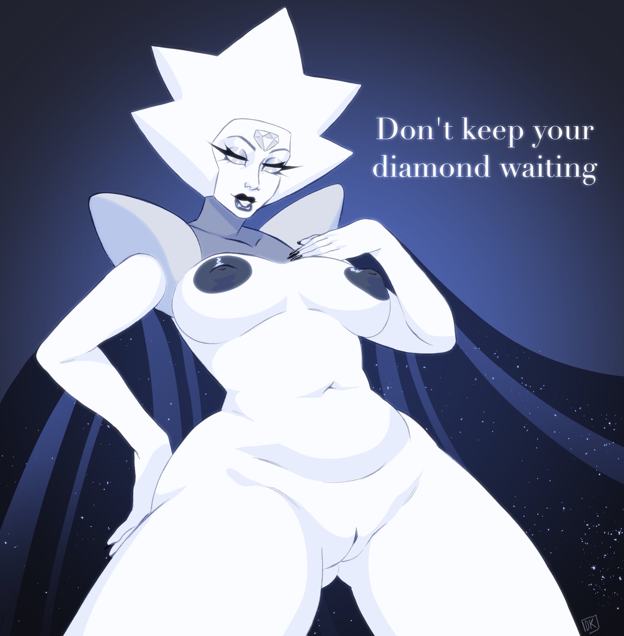1girls, alien, alien girl, alien humanoid, areolae, breasts, cartoon network, darkriallet, female, female focus, female only, nipples, non-mammal breasts, steven universe, white body, white diamond (steven universe), white skin, white-skinned female