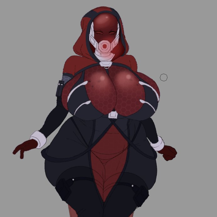 alien, alien girl, big breasts, breasts, female, gatoradeew, helmet, hood, huge breasts, masked female, mass effect, quarian, thick thighs, voluptuous, voluptuous female