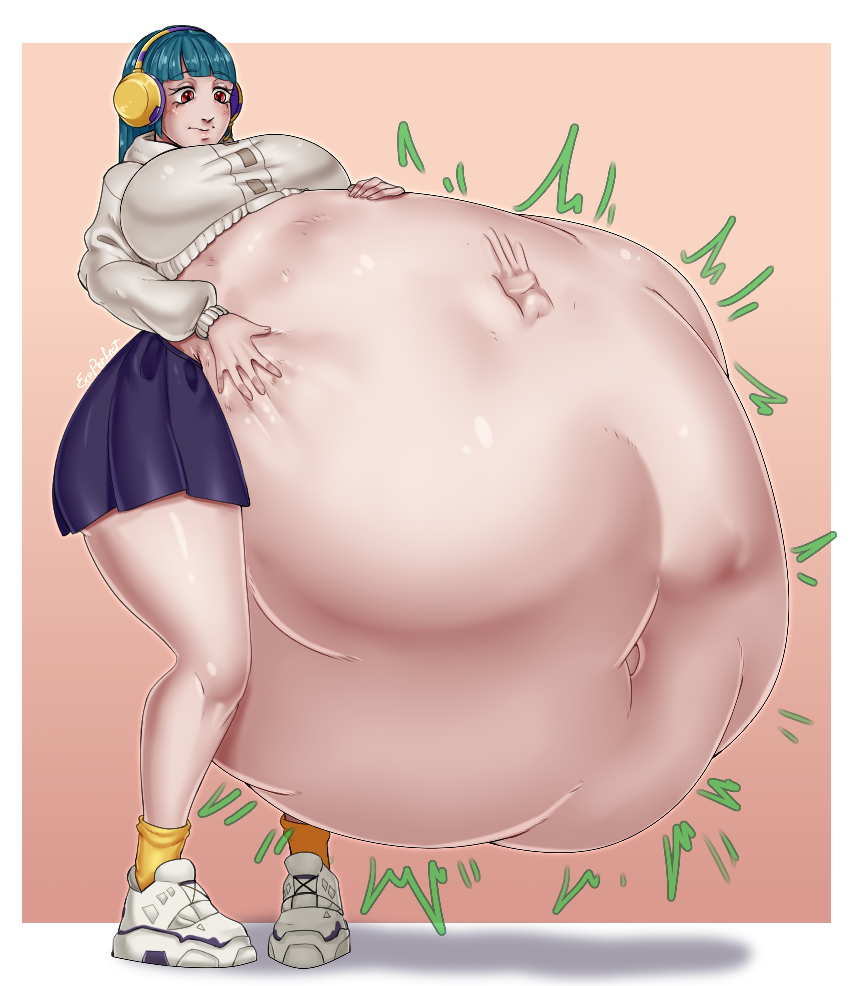 belly, breasts, expperfect, female, female pred, fortnite, fortnite: battle royale, pred, vore, vore belly, weight gain, yuki (fortnite)