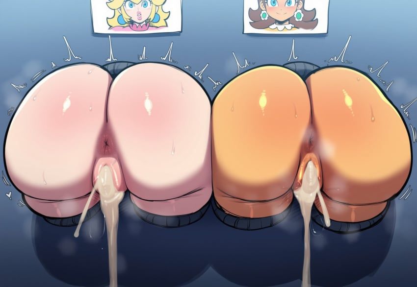 2girls, cum, cum in pussy, cum inside, female, glory hole, mario (series), nintendo, princess daisy, princess peach, tagme