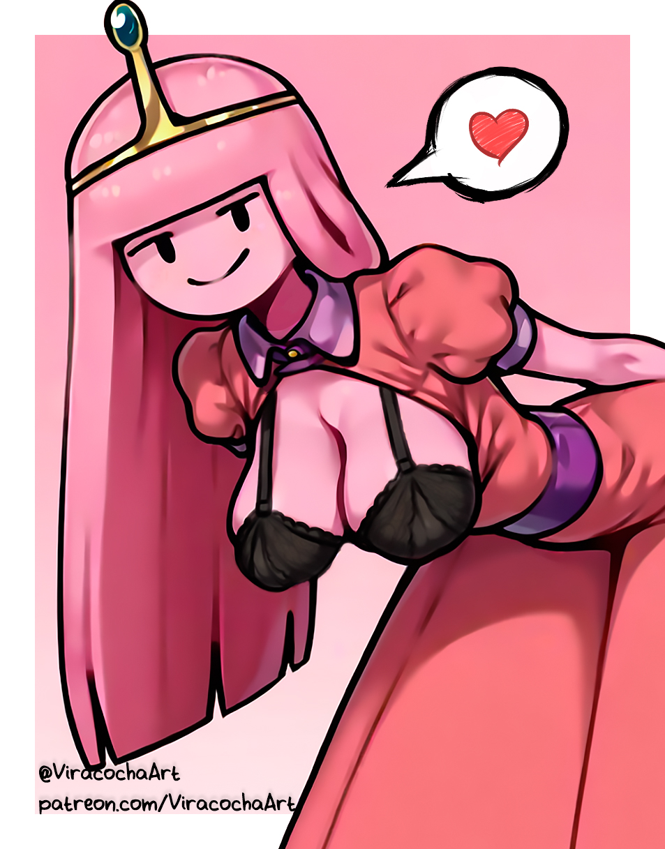adventure time, ai assisted, ai generated, big breasts, boobs out, breasts, cartoon network, digital drawing (artwork), female, long hair, pink hair, princess, princess bubblegum, solo, underwear, viracochaart