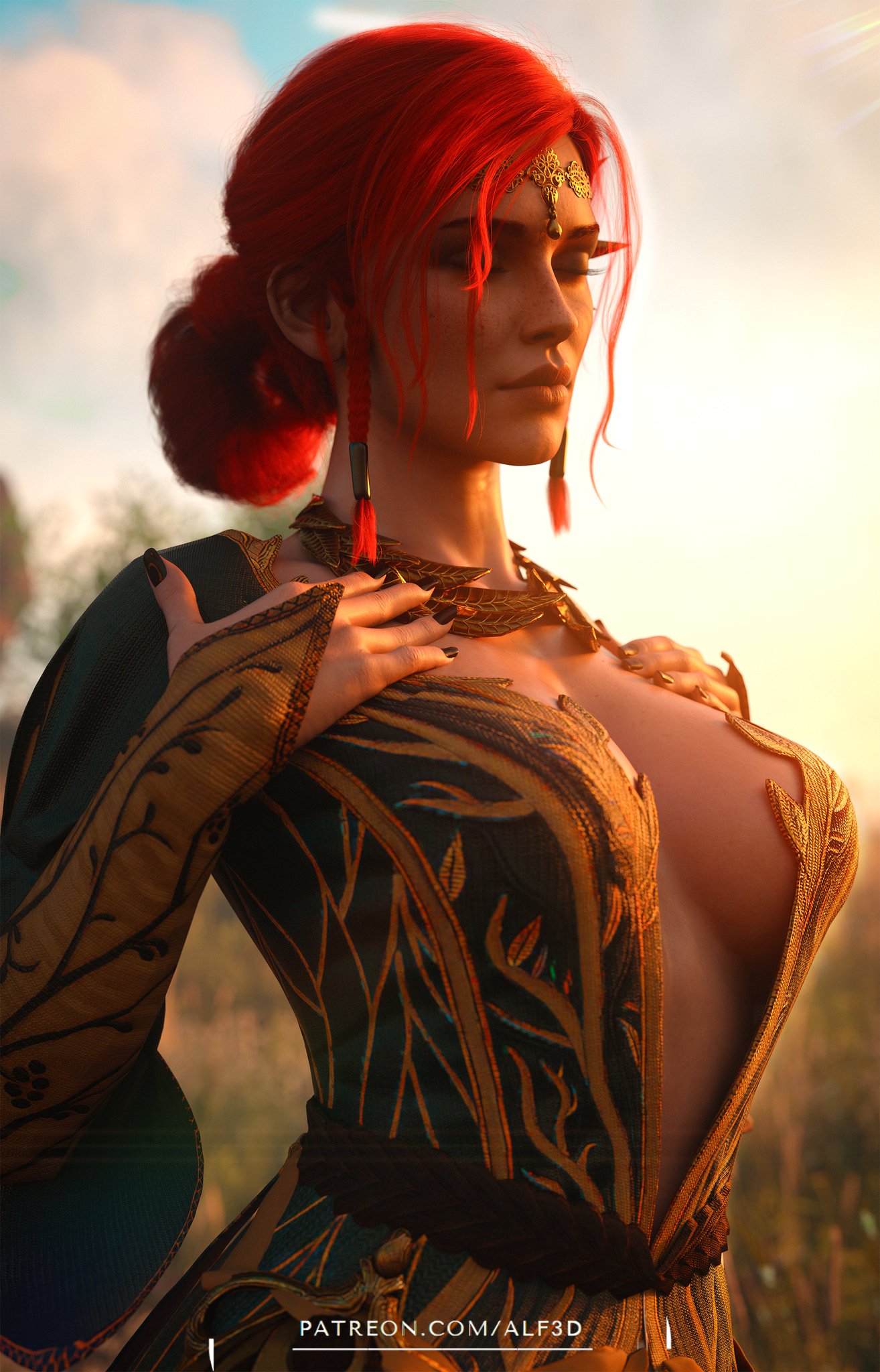 1girls, 3d, alf3d, ass, big ass, big breasts, breasts, bust, busty, cd projekt red, chest, curvaceous, curvy, curvy figure, digital media (artwork), female, hips, hourglass figure, legs, mature, mature female, slim waist, the witcher (series), the witcher 3: wild hunt, thick, thick hips, thick legs, thick thighs, thighs, triss merigold, voluptuous, waist, wide hips