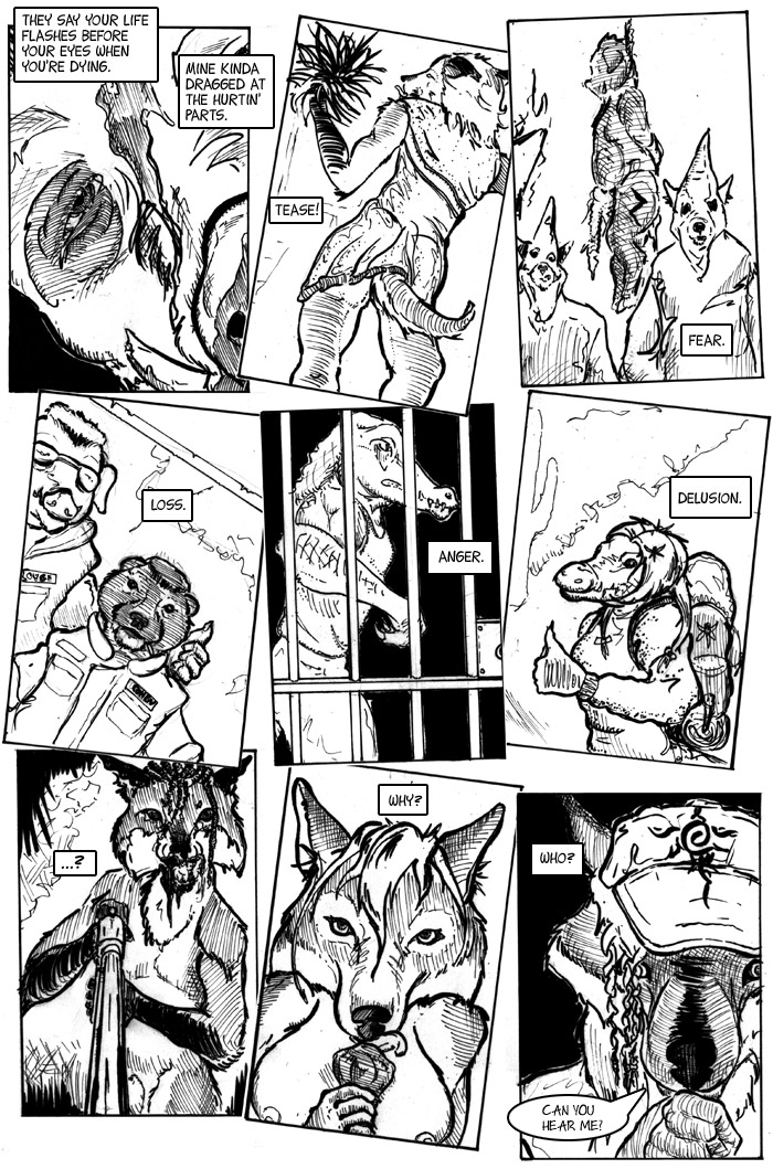 animal_genitalia anthro anthro_only asphyxiation ass black_and_white boar bondage bound breasts canine cell comic coyote death dialogue english_text equine erection female fox fur furry furry_only gore hair hanged hat hitchhiking ku_klux_klan licking looking_at_viewer male mammal monochrome mulefoot nipples noose nude penis pig porcine reptile rope scalie scar sex slop text tongue tongue_out tusks wig