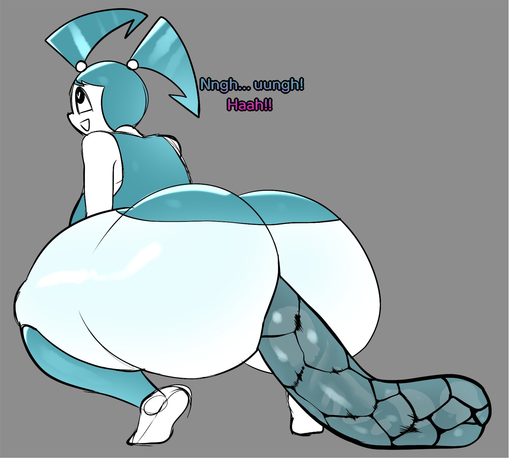 anus, ass, balls, comic, female pred, jenny wakeman, male prey, nonenonenone, post-vore, scat, text, thicc thighs, vore