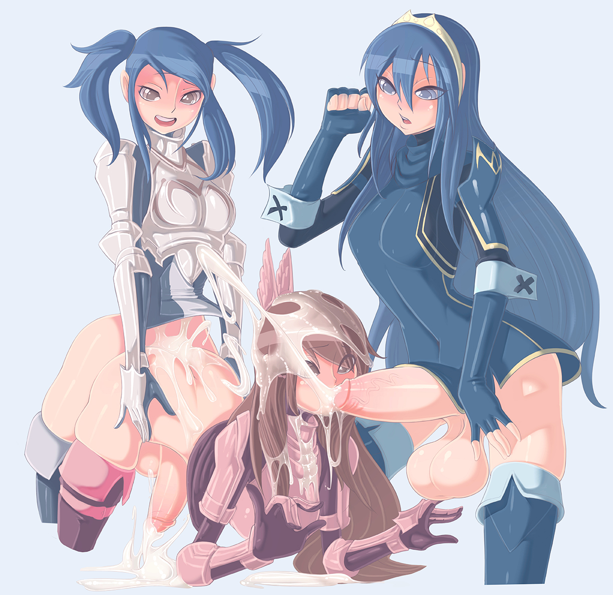 3futas, age difference, all fours, armor, ass, balls, ballsack, bent over, blue hair, brown hair, clothed sex, cum, cum everywhere, cynthia (fire emblem), dangling balls, dangling testicles, doggy style, erection, fire emblem, fire emblem awakening, foreskin, foreskin folds, futa on futa, futa only, futa with futa, futanari, group, group sex, huge balls, huge cock, human, humanoid, incest, intersex, kissing penis, long hair, low hanging balls, lucina (fire emblem), mostly nude, mother and daughter, necrosmos, nintendo, penis, retracted foreskin, scrotum, sex, sisters, spitroast, sumia (fire emblem), testicles, thighhighs, threesome, tiara, uncircumcised, uncut, veiny penis