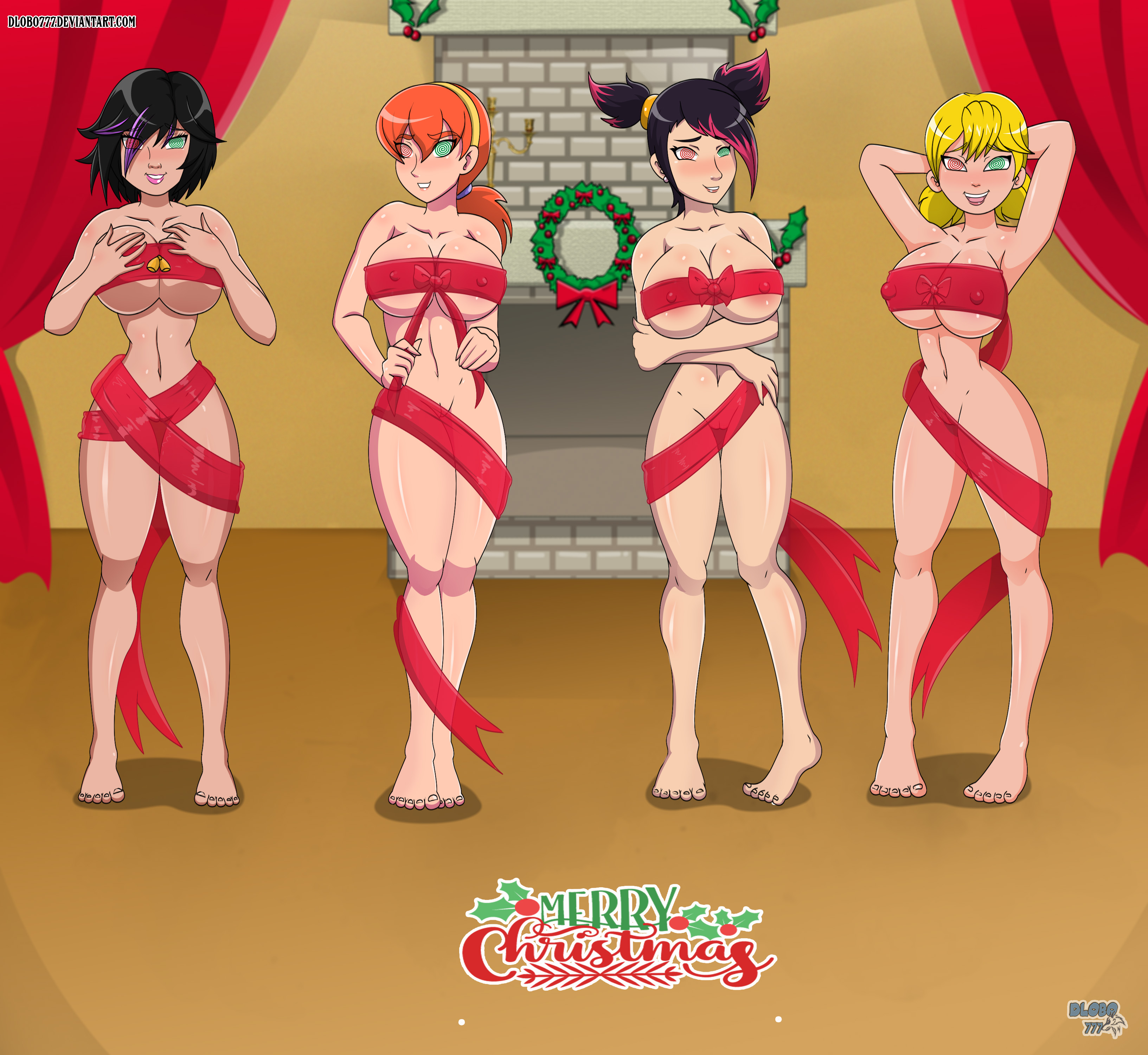 absurdres, april o'neil, april o'neil (tmnt 2012), barefoot, big breasts, big hero 6, blonde hair, breasts, christmas, crossover, disney, disney channel, disney xd, dlobo777, erect nipples, female only, femsub, gogo tomago, happy trance, holly, hub network, huge breasts, inspector gadget, inspector gadget (series), large breasts, marvel, marvel comics, miko nakadai, multicolored hair, multiple girls, naked ribbon, nickelodeon, nicktoons, penny gadget, ponytail, red hair, ribbon, ribbon bondage, see-through, spiral, spiral eyes, super hero, symbol in eyes, teenage mutant ninja turtles, teenage mutant ninja turtles (2012), text, tomboy, transformers prime, twintails, western, wrappings