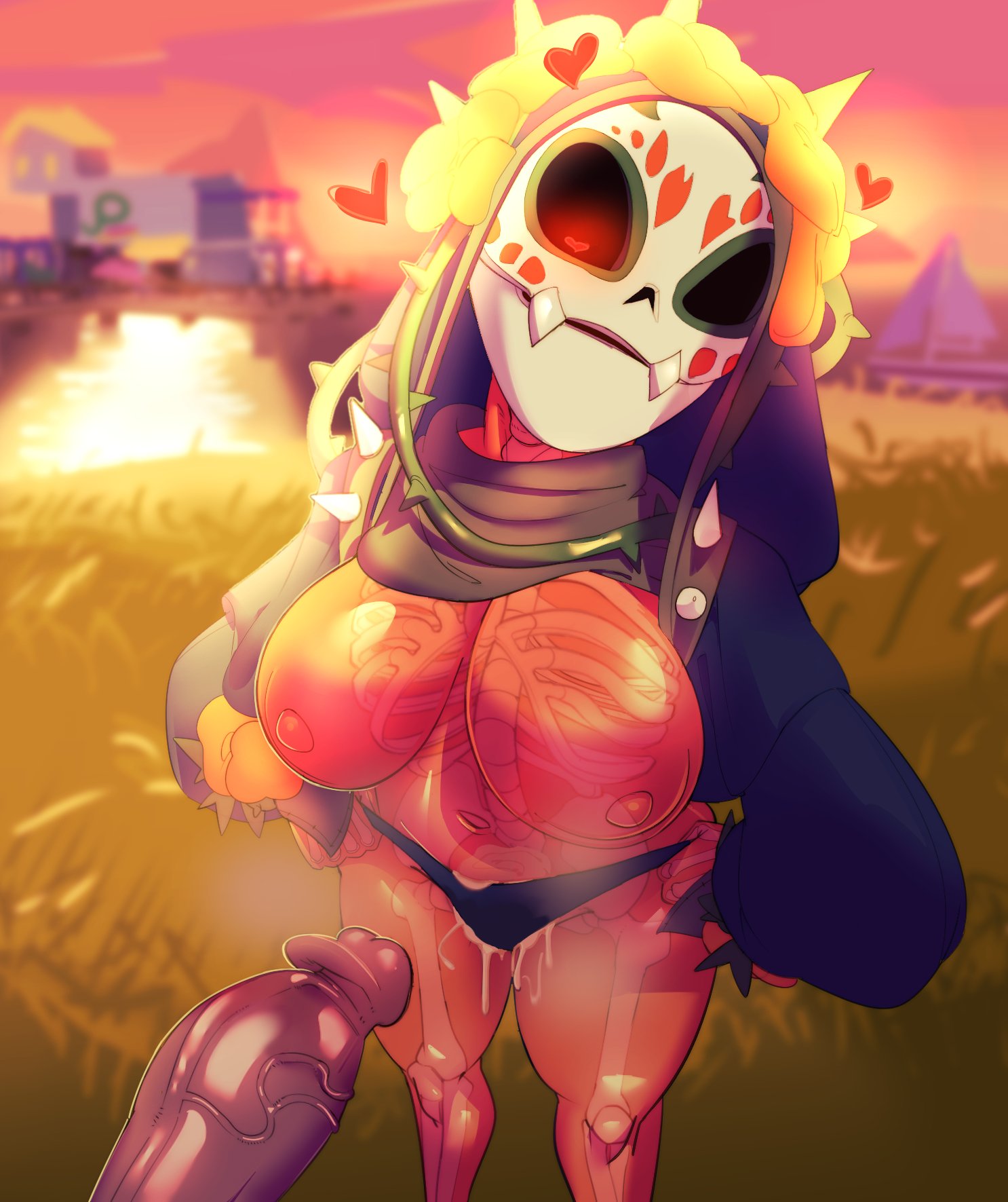 1boy, 1girls, 2025, 2d, 2d (artwork), 2d artwork, big breasts, big penis, breasts, breasts out, catrina (fortnite), cum, female, fortnite, gnauseating, heart, heart symbol, heart-shaped pupils, humanoid, interspecies, male, monster, monster girl, nipples, non-human, nude, nude female, open mouth, orange body, orange skin, penis, pleasured female, see-through, see-through body, see-through skin, skeleton, skeleton girl, slime, slime girl, thick thighs, thighs, translucent, translucent body, transparent body, video games, visible skeleton