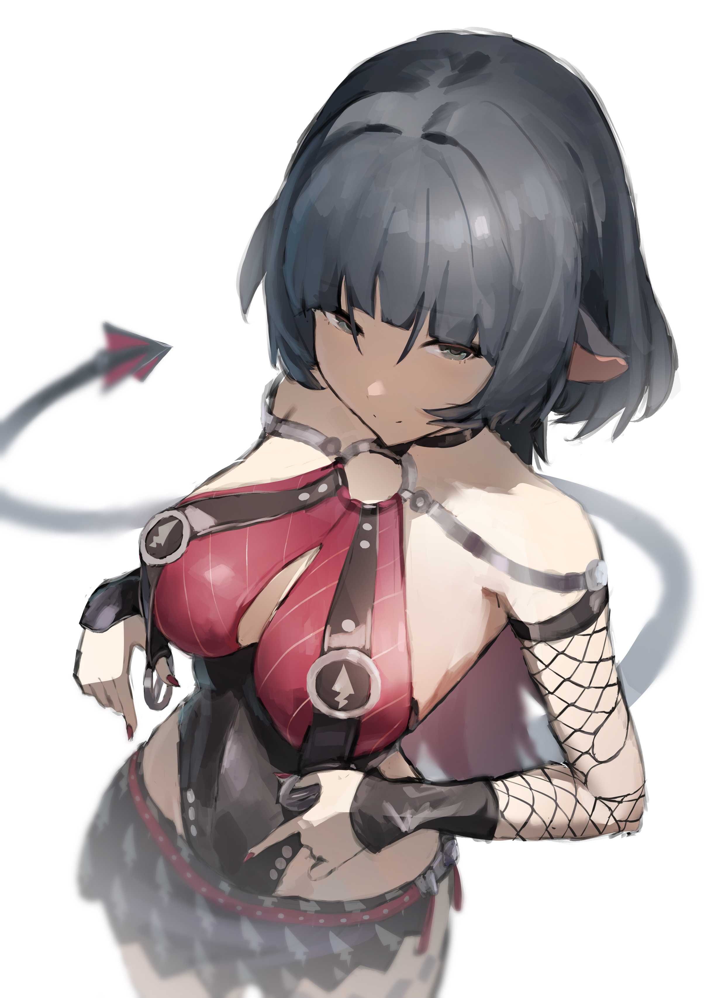 1girls, absurdres, animal ears, bare shoulders, black hair, black sarong, breasts, commentary request, female, female only, fishnet sleeves, fishnets, highres, jane doe (nocturne of light) (zenless zone zero), jane doe (zenless zone zero), large breasts, long hair, mouse ears, mouse girl, mouse tail, multicolored hair, official alternate costume, one-piece swimsuit, red hair, sarong, simple background, solo, swimsuit, tail, tsubakuro31, two-tone hair, two-tone one-piece swimsuit, very long hair, white background, zenless zone zero