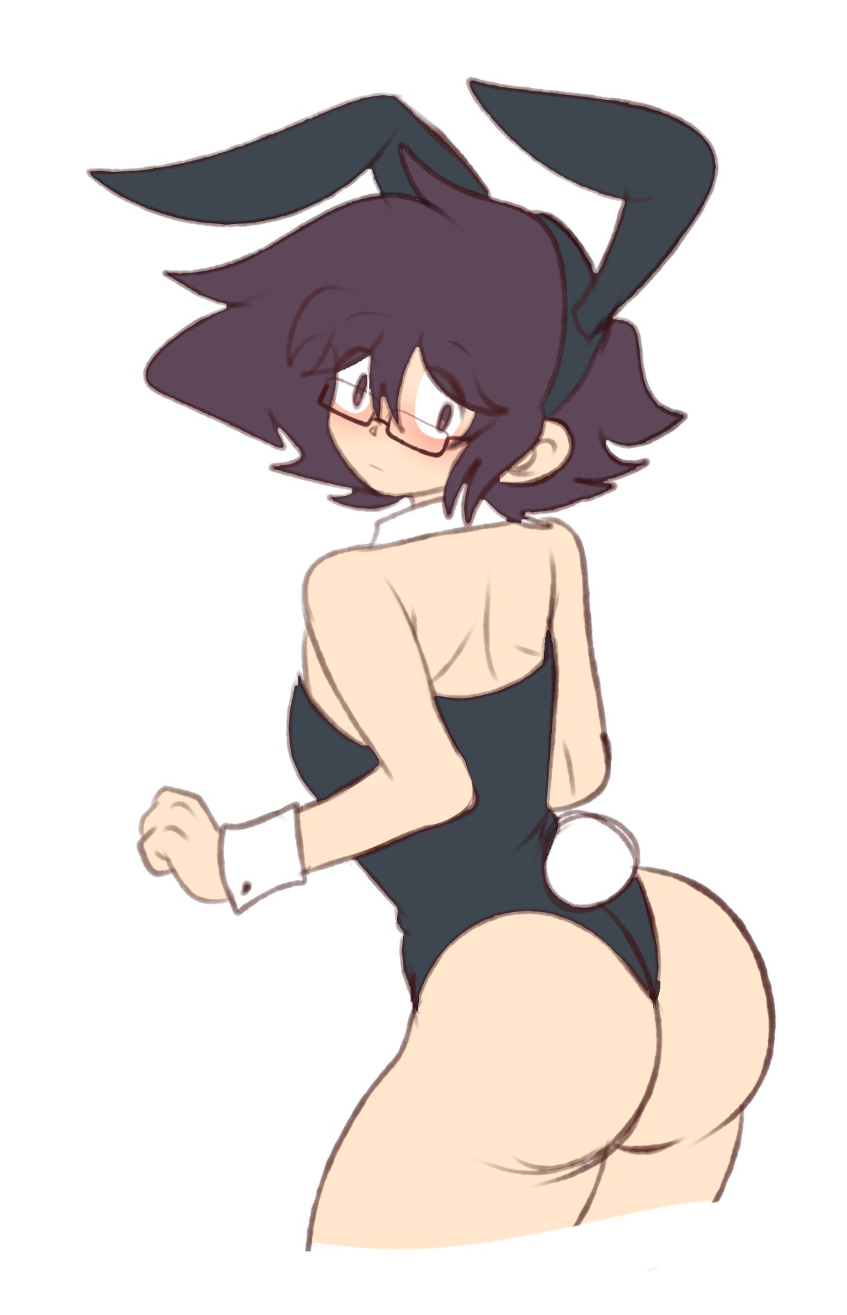 ass, ass focus, big ass (male), blush, bunnysuit, embarrassed, femboy, looking at viewer, lueduar, lueduartv, male, male focus, male only, oc