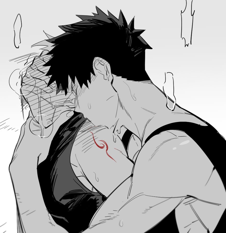 blush gay handgag hatake_kakashi kakashi_hatake kissing_neck male male_only naruto naruto_(series) sweat sweatdrop uchiha_obito yaoi