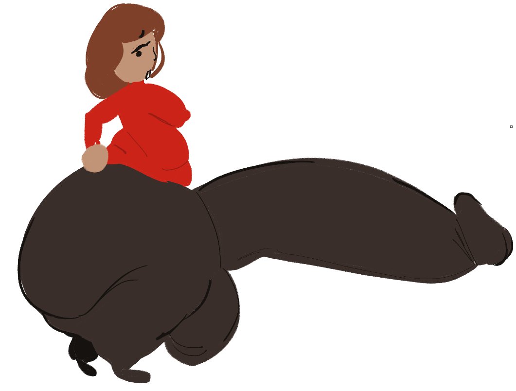 1futa, ass, ass bigger than head, balls, balls bigger than head, big balls, black pants, bottom heavy, brown hair, brown skin, brown-skinned futa, chubby, chubby futa, color, colored, default mii (female), fully clothed, futa only, futanari, guest f, hand on hip, huge ass, huge cock, hyper ass, hyper penis, impossible clothes, intersex, large ass, large balls, long sleeves, looking at ass, mii, mob face, nintendo, nipple bulge, no background, penis, penis focus, penis longer than legs, red shirt, simple background, small feet, solid color background, tboxart, thick thighs, white background