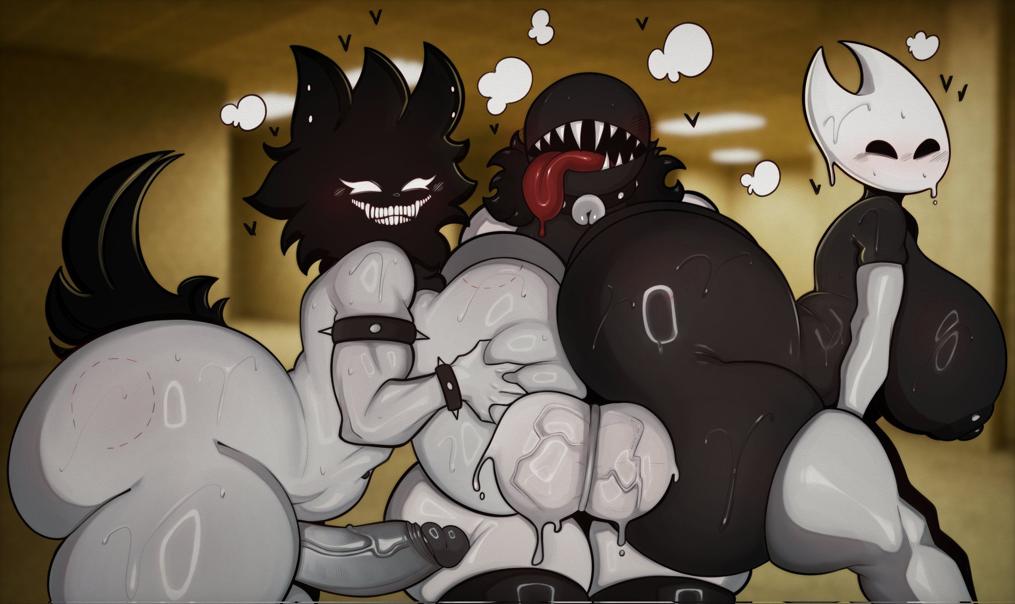 1girls, 2futas, ass, balls, bent over, big ass, big balls, big breasts, big penis, breasts, erection, female, futa on female, futa on futa, futanari, hollow knight, hornet (hollow knight), huge ass, humanoid, intersex, jacksito (artist), nude, penis, roblox, roblox avatar, robloxian, smiler (the backrooms), standing, thick thighs, thighhighs, thighs, voluptuous, wide hips