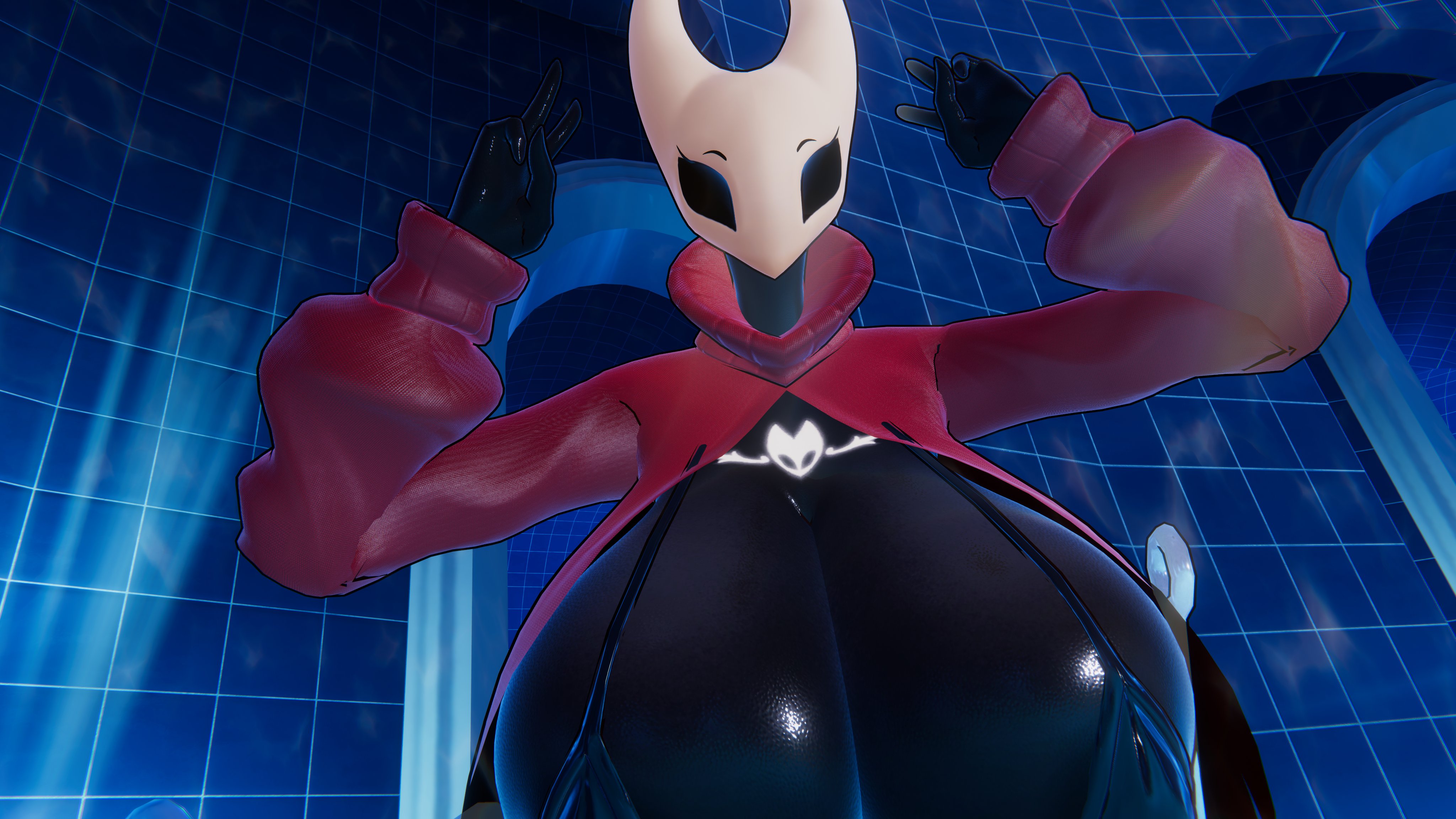 1girls, 3d, arms up, bikini, bikini top, breasts, female, hollow knight, hornet (hollow knight), huge breasts, looking at viewer, looking down, no artist signature, sloppydragons, solo, tagme, vrchat