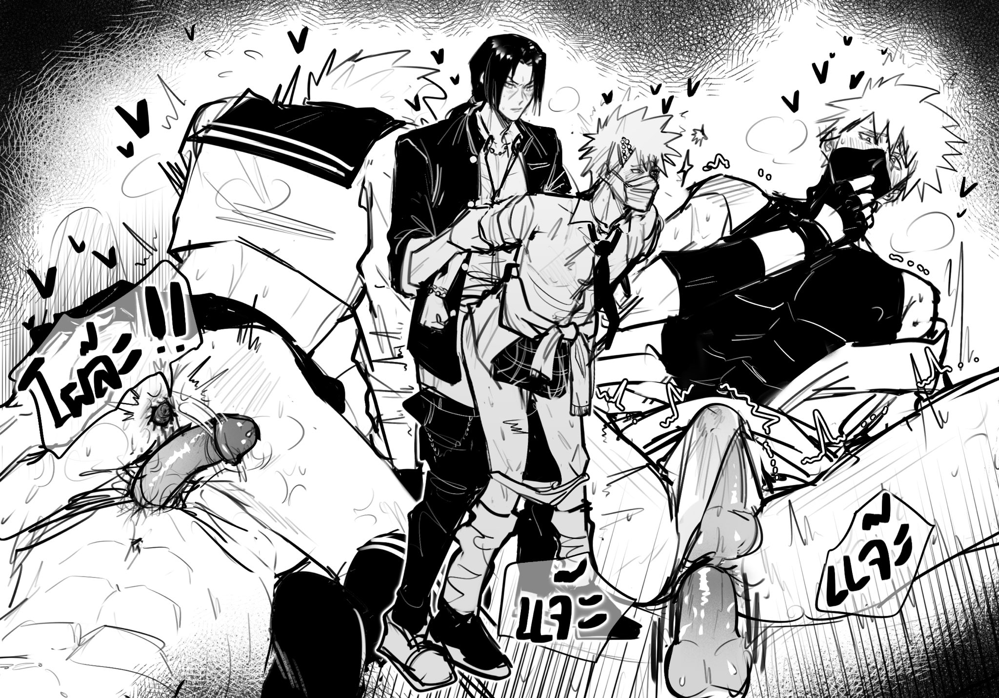 crossdressing, femboy, femboy dilf, gay, hatake kakashi, imaeyed8, kakashi hatake, male, male only, male penetrated, male penetrating male, male/male, naruto, naruto (series), school uniform, uchiha itachi, yaoi