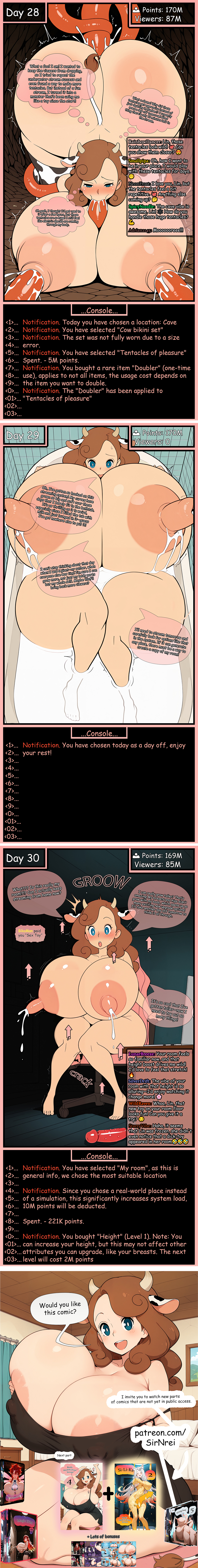 ai generated, artist sirnrei, ass, ass bigger than head, ass expansion, big ass, big nipples, blush, body growth, body growth (enlargement), body transformation, breast expansion, breast growth, breast growth (enlargement), breast outside, breasts, breasts bigger than body, breasts bigger than head, comic, cow girl, erect nipples, expansion, farm, female, female only, figure transformation, giant breasts, giantess, gigantic ass, gigantic breasts, gigantic nipples, gts, headband, heavy breasts, hourglass figure, huge ass, huge breasts, hyper ass, hyper breasts, hyper nipples, lactating through clothing, lactation, lactation through clothes, large areolae, large breasts, large female, large nipples, lin, lin (character), long nipples, mega lactation, metal collar, milking, milking breasts, milking machine, mini giantess, multiple females, multiple girls, nipple bulge, nipple expansion, nipple growth, nipple growth (enlargement), nipple play, nipples, nipples visible through clothing, no bra, nude, originalcharacter, ripped clothing, sirnrei, squeezing breast, streaming, thigh expansion, transformation