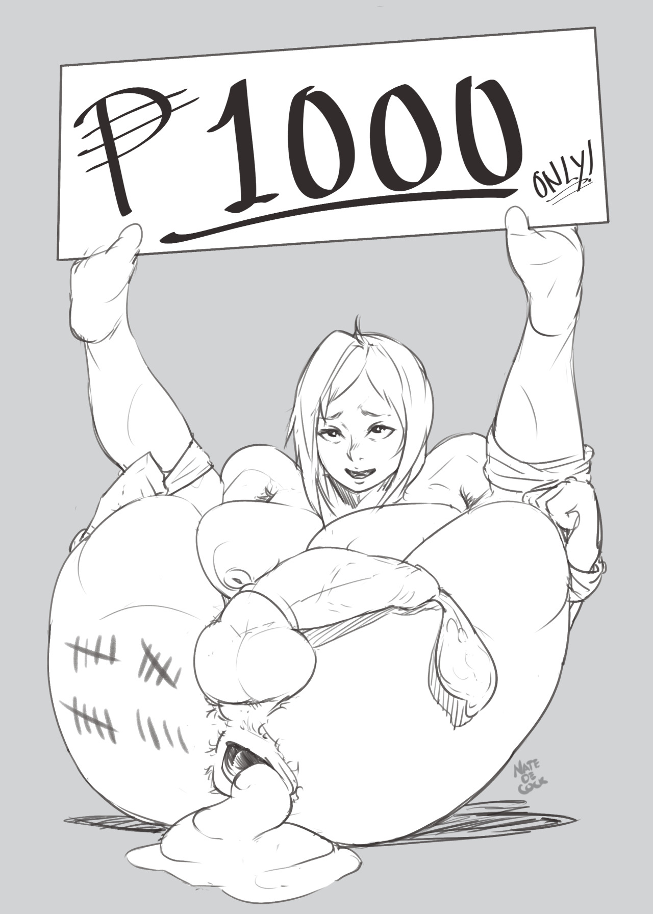 1futa, anal, anus, areola, ass, balls, bondage, breasts, busty, cleavage, condom, condom filling, cum, cum in ass, cum in condom, cum inside, cum leaking, futa only, futanari, gaping, gaping anus, huge ass, intersex, leggings, legs over head, natedecock, nipples, on back, penis, prostitute futa, prostitution, restrained, solo, tally marks, testicles, thighhighs, voluptuous