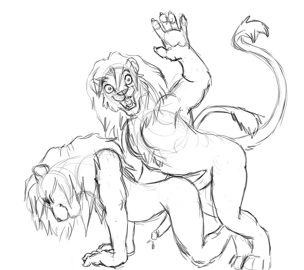 anal anthro chris_mckinley erection feline lion male mammal penis sketch yaoi