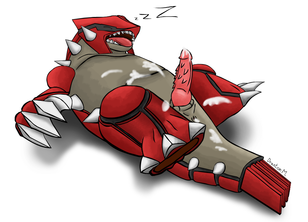 1boy claws cum dranton_mason groudon legendary_pokemon male male_only mammal nintendo open_mouth penis pokemon scalie sleeping solo spikes teeth video_games