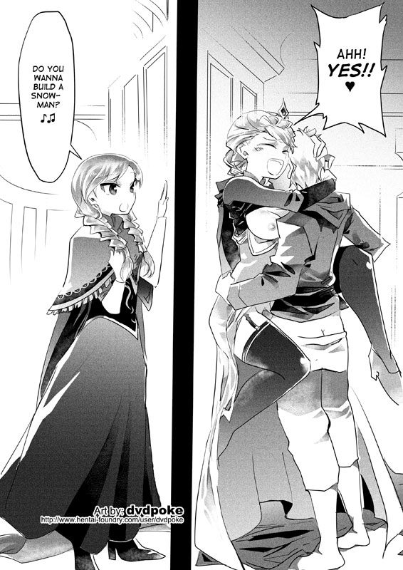 1boy, 2girls, against door, against wall, anna (frozen), arms around neck, bar censor, black and white, boots, braid, breasts, censored, closed eyes, clothed sex, crossover, disney, disney princess, dreamworks, dress, dvdpoke, elsa (frozen), english text, female, frozen (film), fully clothed, happy sex, high heels, hugging, jack frost, jack frost (rise of the guardians), long dress, male, monochrome, multiple females, multiple girls, nipples, open mouth, pussy, rise of the guardians, screaming, sex, sisters, speech bubble, stand and carry position, standing, standing sex, straight, tied hair, translated, twin braids, twintails, vaginal penetration