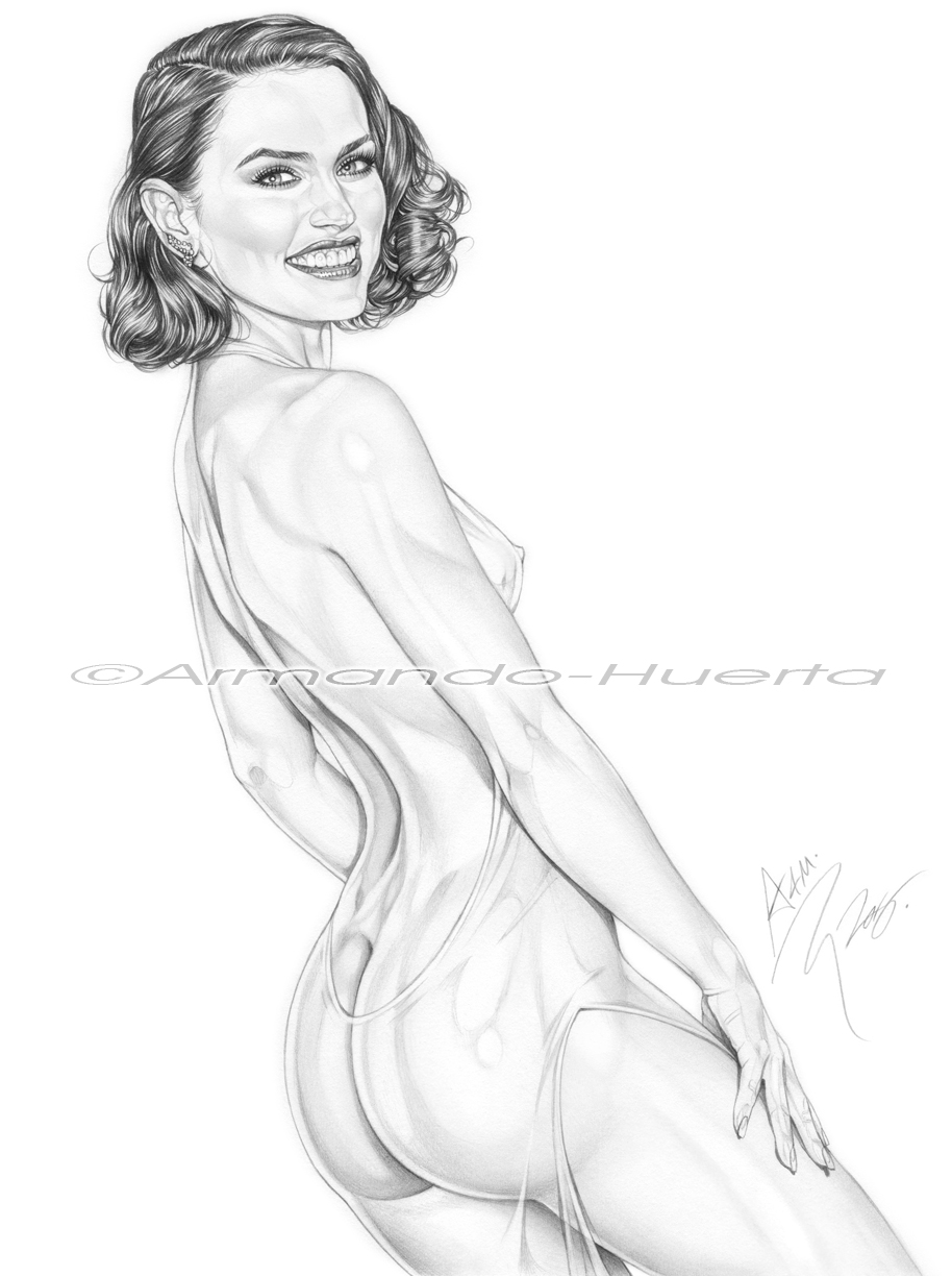 actress, armando huerta, ass, bare shoulders, big ass, celebrity, cleavage, covered nipples, daisy ridley, dress, earrings, erect nipples, eyelashes, female, jewelry, legs, lips, monochrome, nipples, rey, see-through, short hair, shoulders, smile, solo, star wars, thighs, watermark