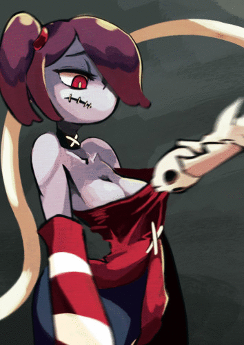 1boy animated ass big_ass female leviathan_(skullgirls) red_eyes skullgirls squigly zombie