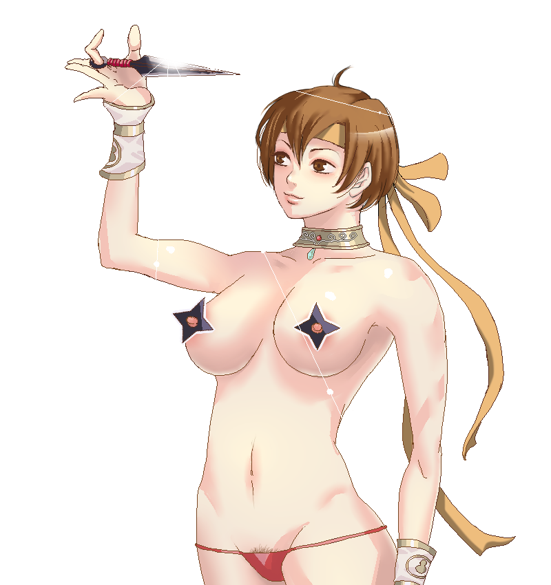 brown_eyes brown_hair choker female headband homex nene pasties pubic_hair sengoku_musou sengoku_musou_2 short_hair solo tagme