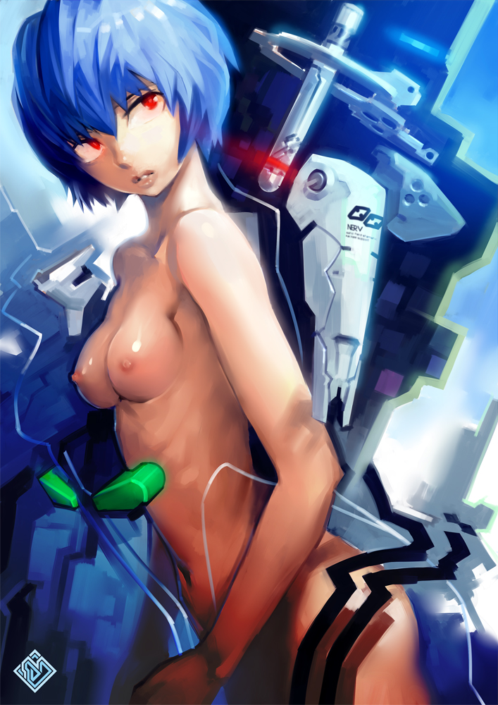 1girls blue_hair breasts entry_plug female gainax hair human mhk_(mechamania) mhk_(pixiv) neon_genesis_evangelion nerv nipples nude pale-skinned_female pale_skin red_eyes rei_ayanami short_hair small_breasts tagme