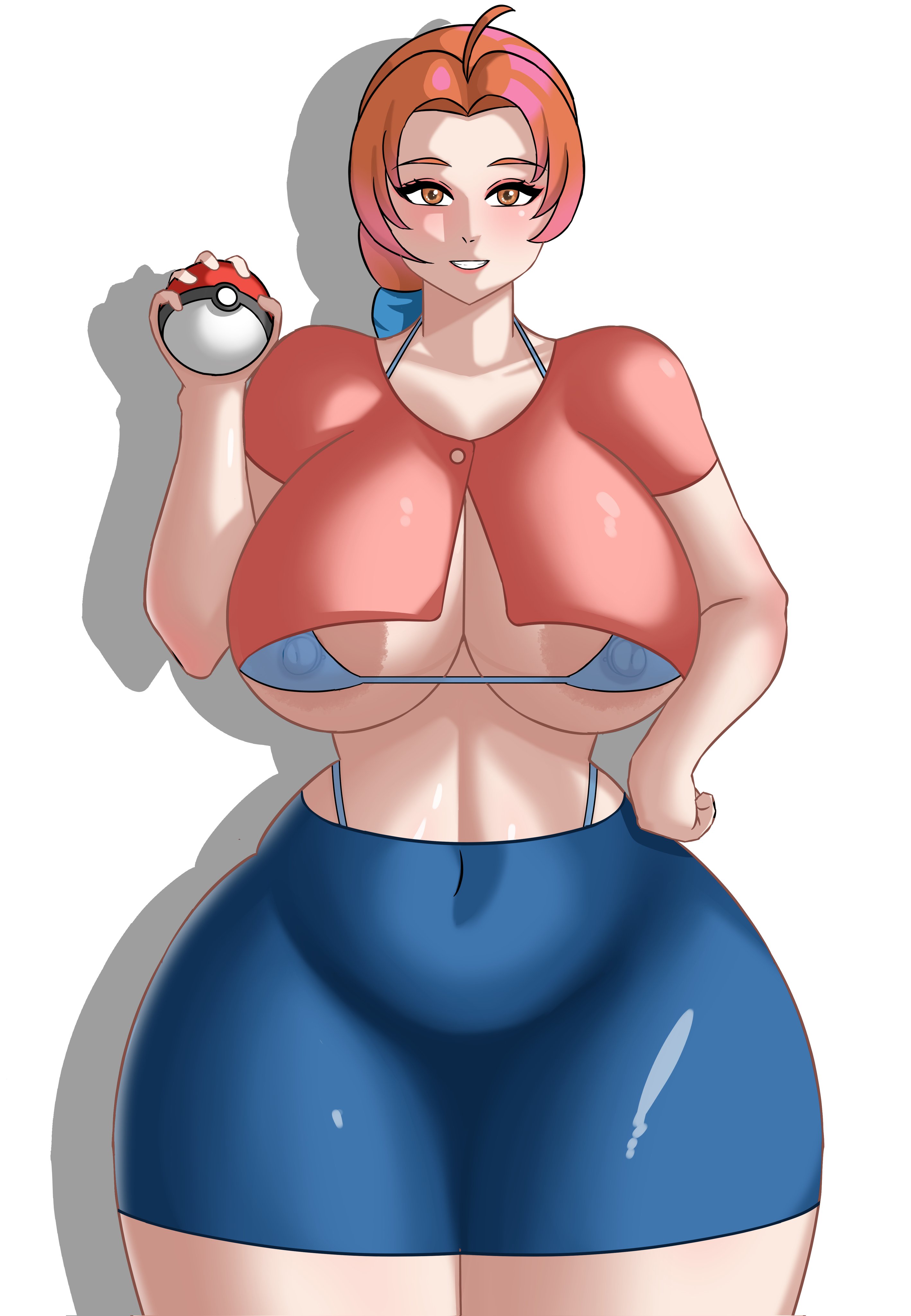 1girls, areolae, areolae slip, big breasts, breasts, delia ketchum (pokemon), female, female only, huge breasts, mature female, milf, milkyline, mother, nipple bulge, pokemon, solo