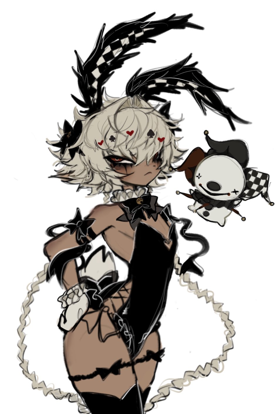 bunny ears, bunnysuit, dark skin, dark-skinned femboy, dark-skinned male, dark-skinned sissy, dark-skinned twink, femboy, liar (sh4rkle), male, original, sh4rkle (artist), tagme, thighhighs