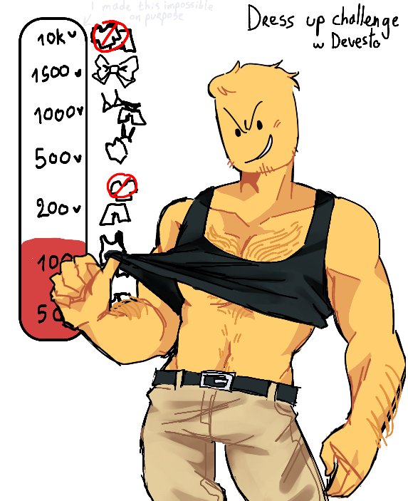 1boy, bara, belt, black tank top, devesto, die of death (roblox), lifting shirt, only male, roblox, roblox game, robloxian, smiling at viewer, solo male, strip game, tagme, tagme (artist), tank top, tank top lift, yellow pants, yellow skin