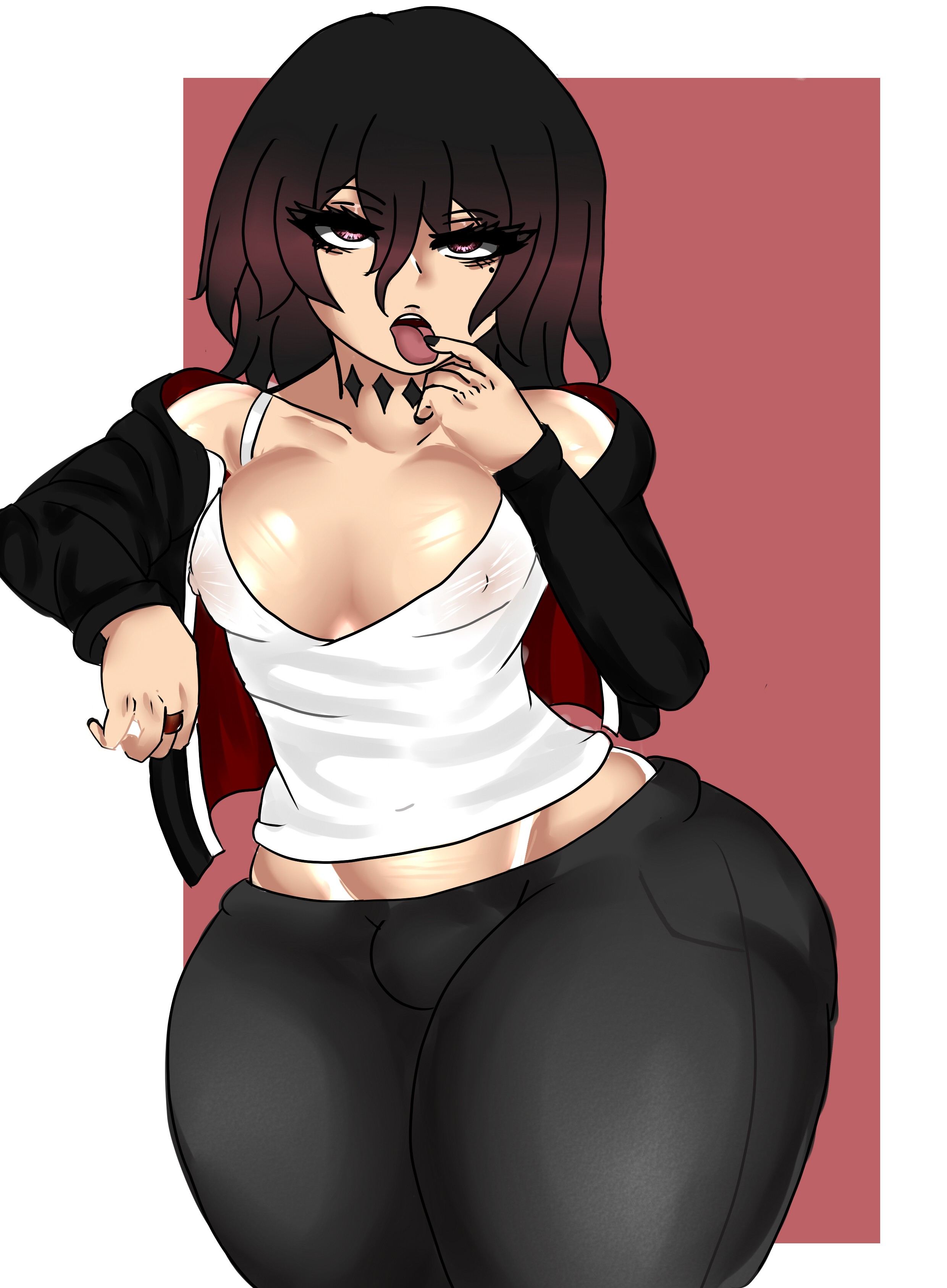 1boy, 2025, big butt, big thighs, cock, dark hair, dick, english, femboy, femboy focus, feminine male, gay, kuro (yamikuror), kuro.yk, light-skinned male, looking at another, male, male only, oc, original, original character, otoko no ko, otokonoko, penis, red eyes, thick thighs, thighs, twink, yamikuror