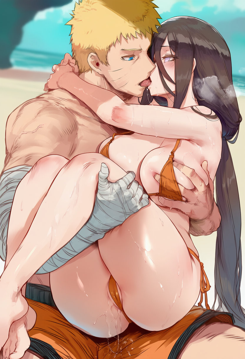 1boy1girl, affair, ai generated, ass, bandaged arm, beach, bent over, big ass, big breasts, bikini, blonde hair, boruto: naruto next generations, breasts, brother in law and sister in law, brother-in-law and sister-in-law, brown hair, busty, cheating, cheating (relationship), cheating husband, cuddling, day, height difference, hi res, hugging, hyuuga hanabi, kissing, larger male, lovers, low-tied long hair, male/female, naruto, naruto (series), outdoors, petite, princess carry, seaside, shirtless, shirtless male, short hair, size difference, smaller female, straight, swimsuit, swirlinghawk, uncensored, uzumaki naruto, very long hair, voluptuous