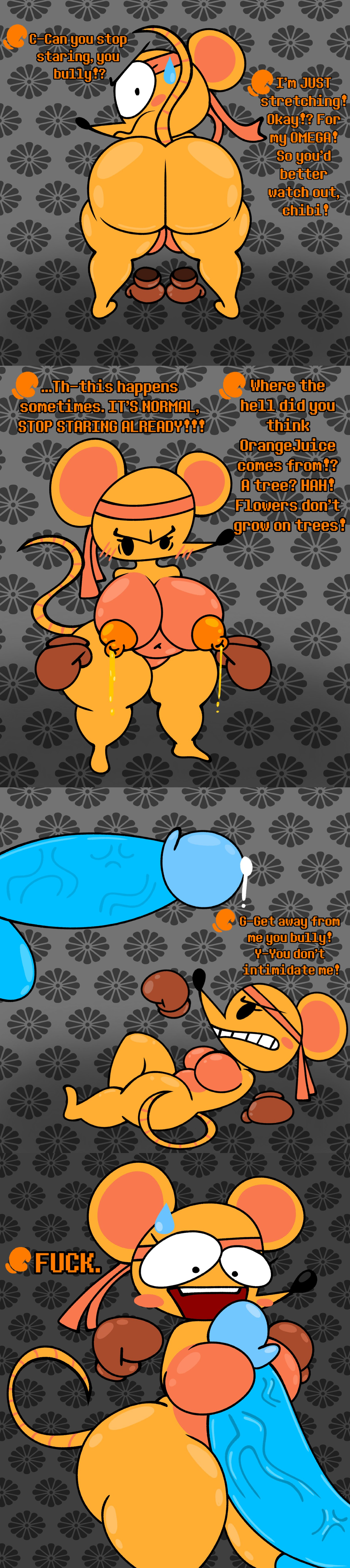 deltarune, deltarune chapter 5, furry, furry female, kris (deltarune), lactating juice, leaking milk, orange (deltarune), penis, rat, shortstack, size difference, skelehearts, skeletonhearts, smaller female