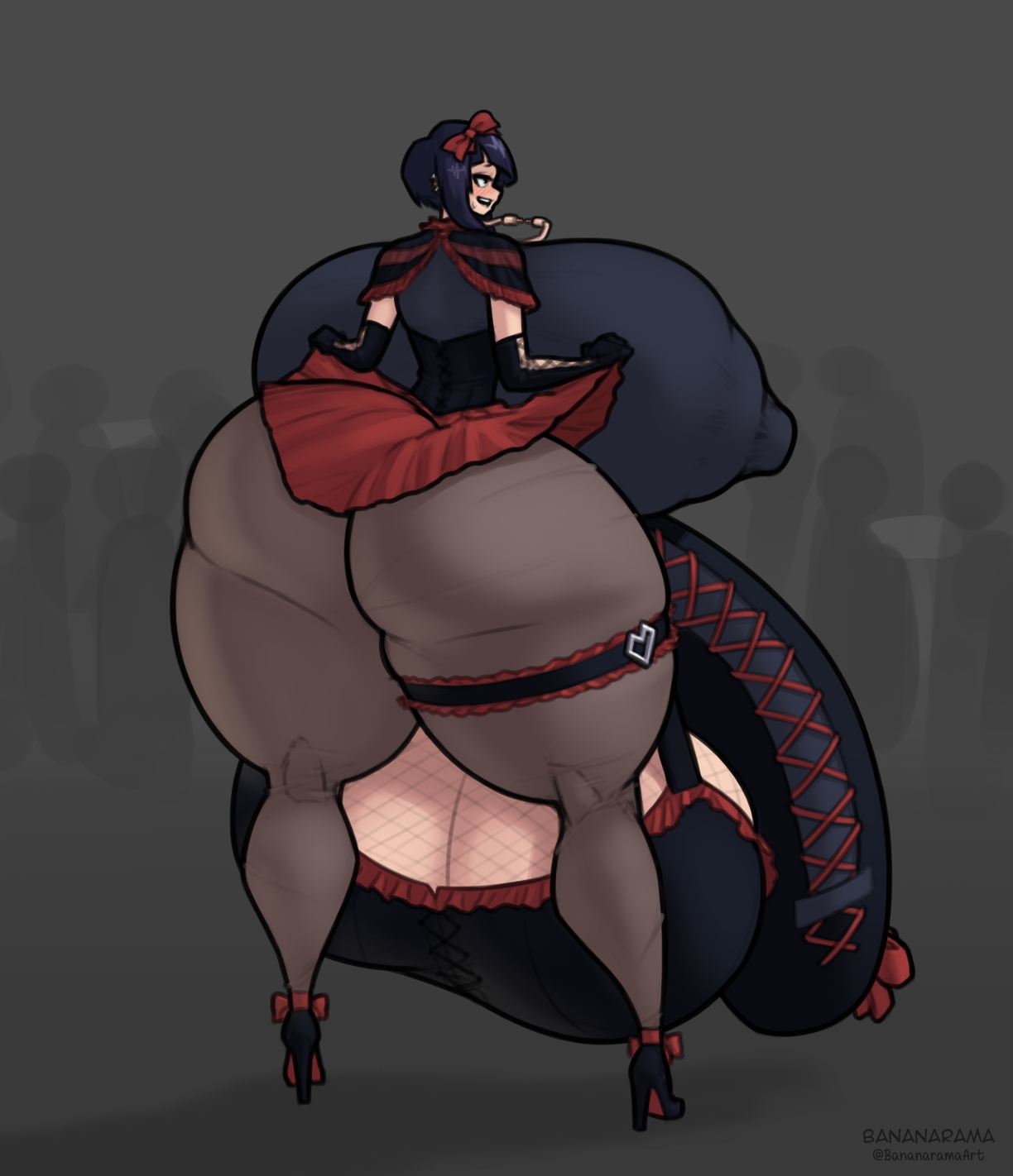 1futa, 1girls, areola, areola bulge, areolae, areolae bigger than head, areolae visible through clothing, ass, ass bigger than head, ass bigger than torso, back view, ball bra, balls, balls bigger than ass, balls bigger than breasts, balls bigger than head, balls bigger than torso, balls bra, balls full of cum, balls full of semen, balls full of sperm, bananarama (artist), big areola, big ass, big balls, big boobs, big booty, big breasts, big butt, big hips, big penis, big testicles, big thighs, big tits, black armwear, black clothing, black gloves, blue clothing, blue hair, blue topwear, blush, blush lines, blushing, boku no hero academia, boobies, boobs, boobs bigger than head, boobs bigger than torso, booty, booty bigger than head, breasts, breasts bigger than ass, breasts bigger than head, breasts bigger than torso, brown tights, bubble ass, bubble butt, busty, butt, butt bigger than head, butt bigger than torso, child bearing hips, cock, corset, curvaceous, curvaceous body, curvaceous female, curvaceous figure, curvaceous futa, curvy, curvy body, curvy female, curvy figure, curvy futa, curvy hips, dark blue hair, dumptruck ass, dumptruck butt, enormous ass, enormous balls, enormous boobs, enormous booty, enormous breasts, enormous butt, enormous penis, enormous testicles, enormous thighs, enormous tits, facing away, fancy clothing, fancy dress, fishnets, flaccid, futanari, gigantic ass, gigantic balls, gigantic boobs, gigantic booty, gigantic breasts, gigantic butt, gigantic testicles, gigantic thighs, gigantic tits, gloves, grey background, headwear, high heels, hips, hips wider than shoulders, hourglass figure, hourglass figured female, hourglass figured futa, huge areolae, huge ass, huge balls, huge boobs, huge booty, huge breasts, huge butt, huge cock, huge hips, huge penis, huge testicles, huge thighs, huge tits, humongous boobs, humongous breasts, humongous tits, hyper, hyper ass, hyper balls, hyper boobs, hyper booty, hyper breasts, hyper butt, hyper genitalia, hyper penis, hyper testicles, hyper thighs, hyper tits, jiro kyoka, jirou kyouka, kyoka jiro, kyouka jirou, large areolae, large ass, large balls, large boobs, large booty, large breasts, large butt, large hips, large penis, large testicles, large thighs, large tits, massive balls, massive boobs, massive booty, massive hips, massive penis, massive testicles, massive tits, mature, mature female, mature futa, mature woman, mommy, mommy milkers, my hero academia, nipple bulge, nipples, nipples bigger than head, nipples visible through clothing, penis, penis bigger than arm, penis bigger than body, penis bigger than head, penis bigger than torso, penis longer than knee, penis longer than legs, penis sleeve, penis thick as legs, red clothing, red ribbon, red skirt, ribbon, sexy, sexy female, skirt, skirt lift, skull crushing thighs, sleeveless, sleeves, slim waist, solo female, solo futa, stacked, stacked ass, stacked breasts, stacked lady, tall female, testicles, thicc, thick, thick butt, thick hips, thick legs, thick outline, thick penis, thick thighs, thigh strap, thighs, thin waist, thunder thighs, thunderthighs, tiddies, tight clothes, tight clothing, tight top, tight topwear, tights, tits, tits bigger than head, tits bigger than torso, top heavy, unusual ears, voluptuous, voluptuous body, voluptuous female, voluptuous futa, voluptuous futanari