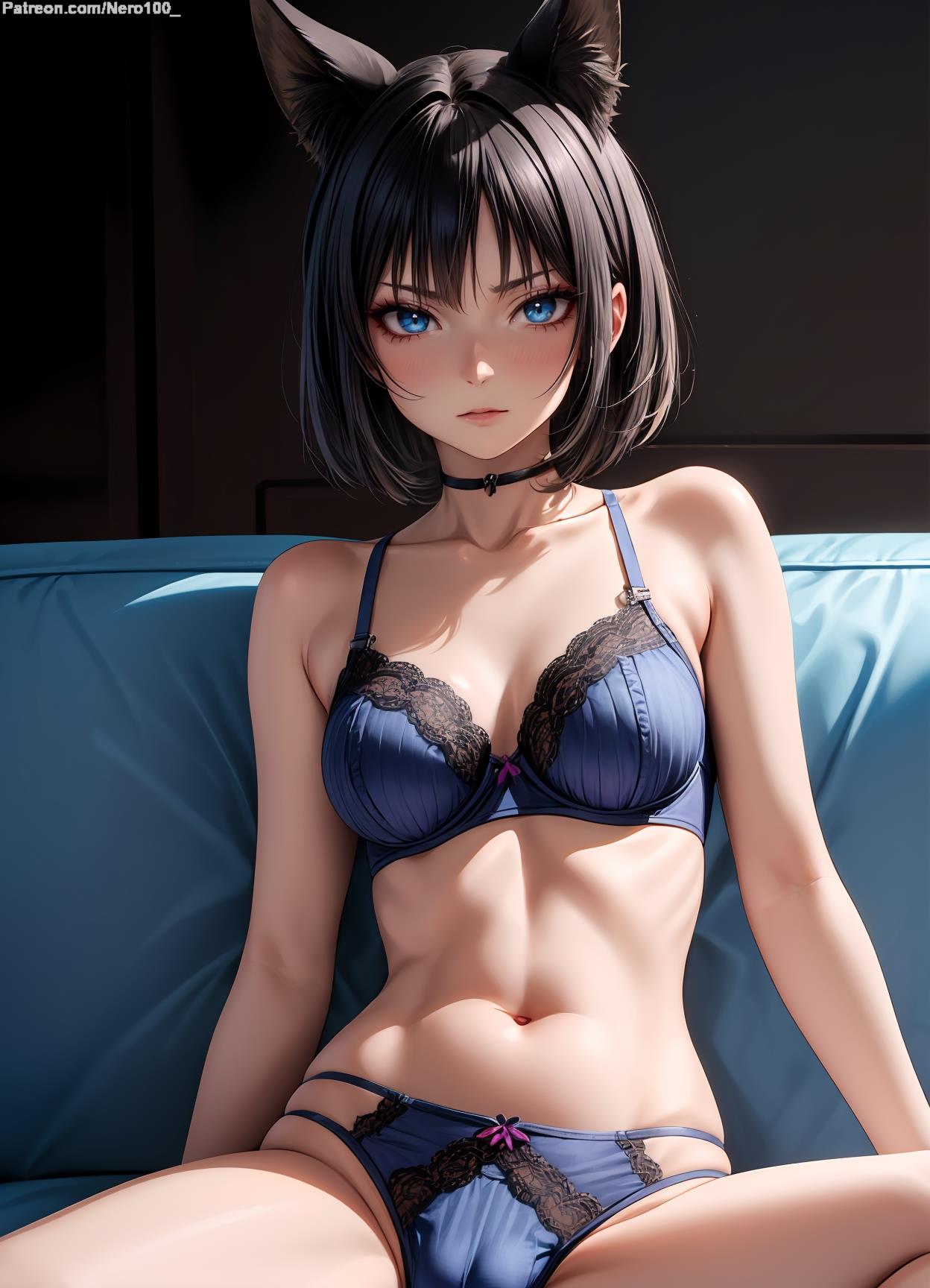 1girls 2d ai_generated allied_hyakkiyako_academy_student animal_ears ass athletic athletic_female black_hair blue_archive blue_eyes bra cat_ears cat_girl chest cute cute_face detailed eyelashes eyeshadow female female_only fit fit_female focus high_quality hyakkaryouran_conflict_resolution_council_(blue_archive) indoors kikyou_(blue_archive) light-skinned_female light_skin lingerie lips lipstick looking_at_viewer makeup mascara medium_breasts medium_hair navel nero100 ocean pale-skinned_female pale_skin panties petite petite_body posing seductive seductive_look short_hair sitting skinny skinny_girl solo stable_diffusion tagme thighs thin thin_waist young younger_female