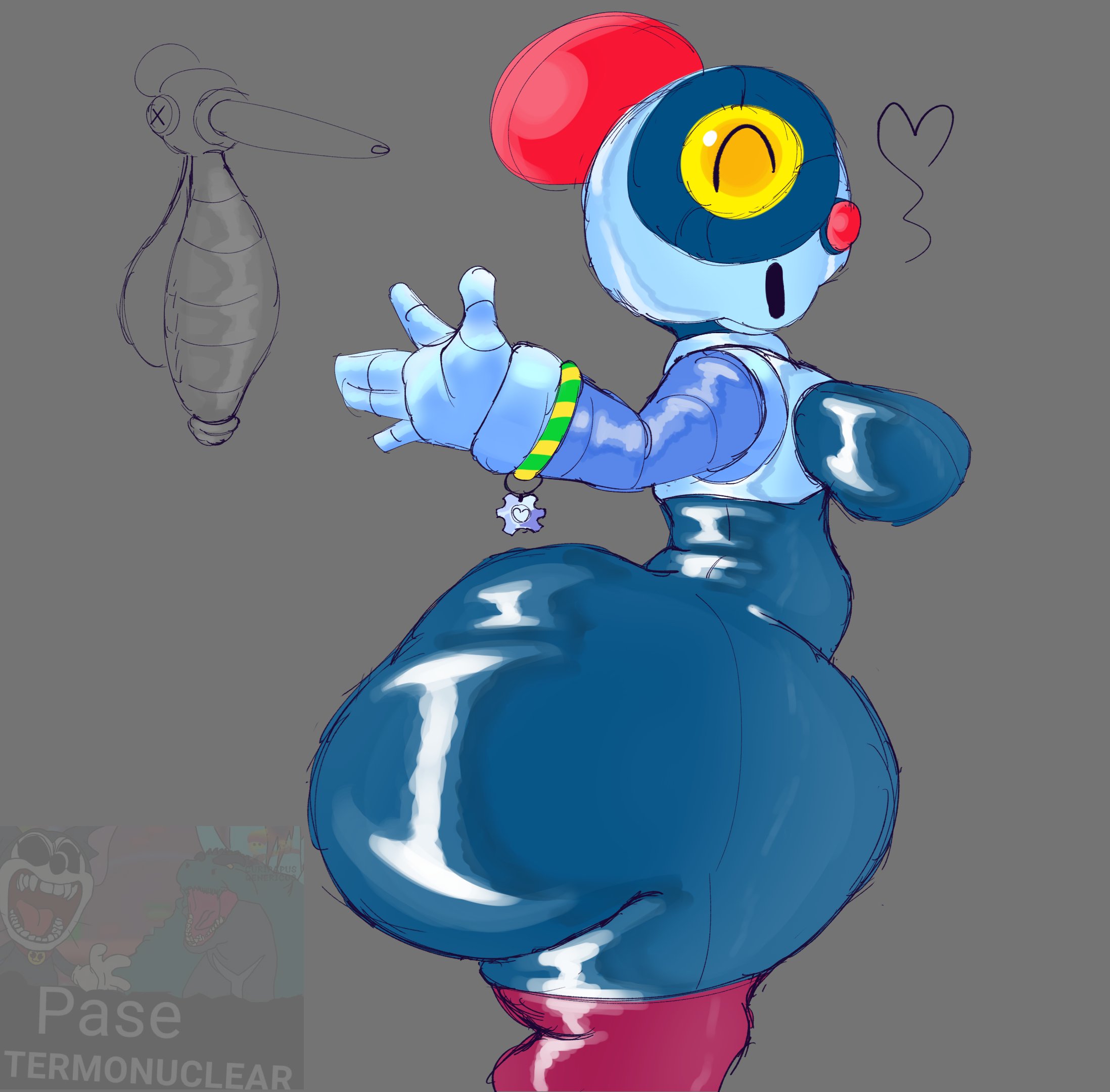 1 eye, 1girls, absurd res, ass, big ass, big breasts, big dick, big penis, blue body, brawl stars, breasts, bubble ass, bubble butt, female, hi res, huge cock, justelm25, male, metallic body, nani (brawl stars), penis, robot, robot girl, supercell