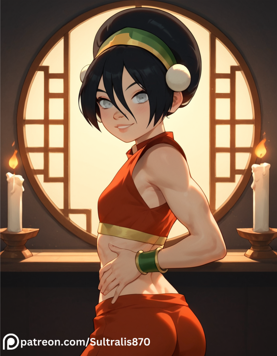 1girls ai_generated avatar_legends avatar_the_last_airbender black_hair earth_kingdom female fire_nation fire_nation_clothing sultralis sultralis870 toph_bei_fong