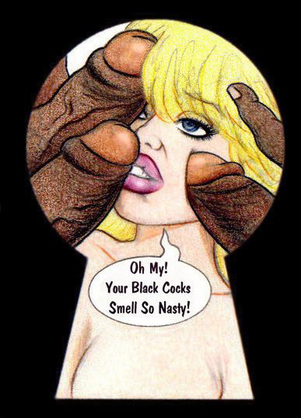 1girls big_penis blonde_hair club_slut dark-skinned_male dark_skin english_text foursome hair interracial john_persons john_persons_(artist) male netorare penis smell text voyeur