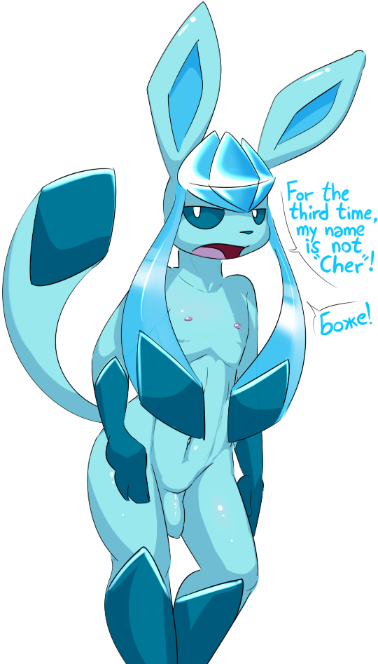 1boy 2016 alpha_channel angry anthro blue_sclera cher dialogue eeveelution elpatrixf english_text femboy foreskin generation_4_pokemon glaceon long_ears male male_only navel nintendo nipples nude open_mouth penis pokemon pokemon_(species) pokemorph russian_text simple_background solo standing text transparent_background uncut