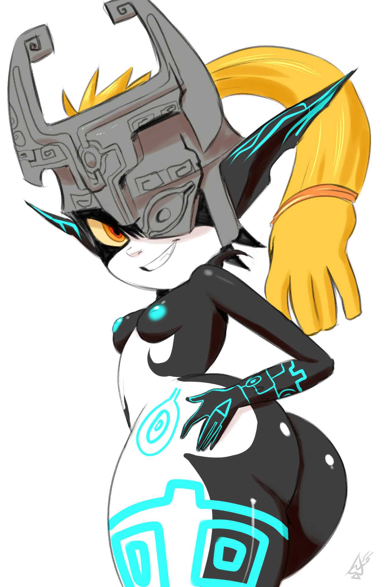 2015, alternate body type, areola, ass, big ass, big butt, breasts, erect nipples, female, female focus, female only, hi res, humanoid, imp, imp midna, midna, nintendo, nipples, small breasts, solo, source request, the legend of zelda, thehumancopier, thick thighs, thighs, twili, twilight princess, video games, wide hips