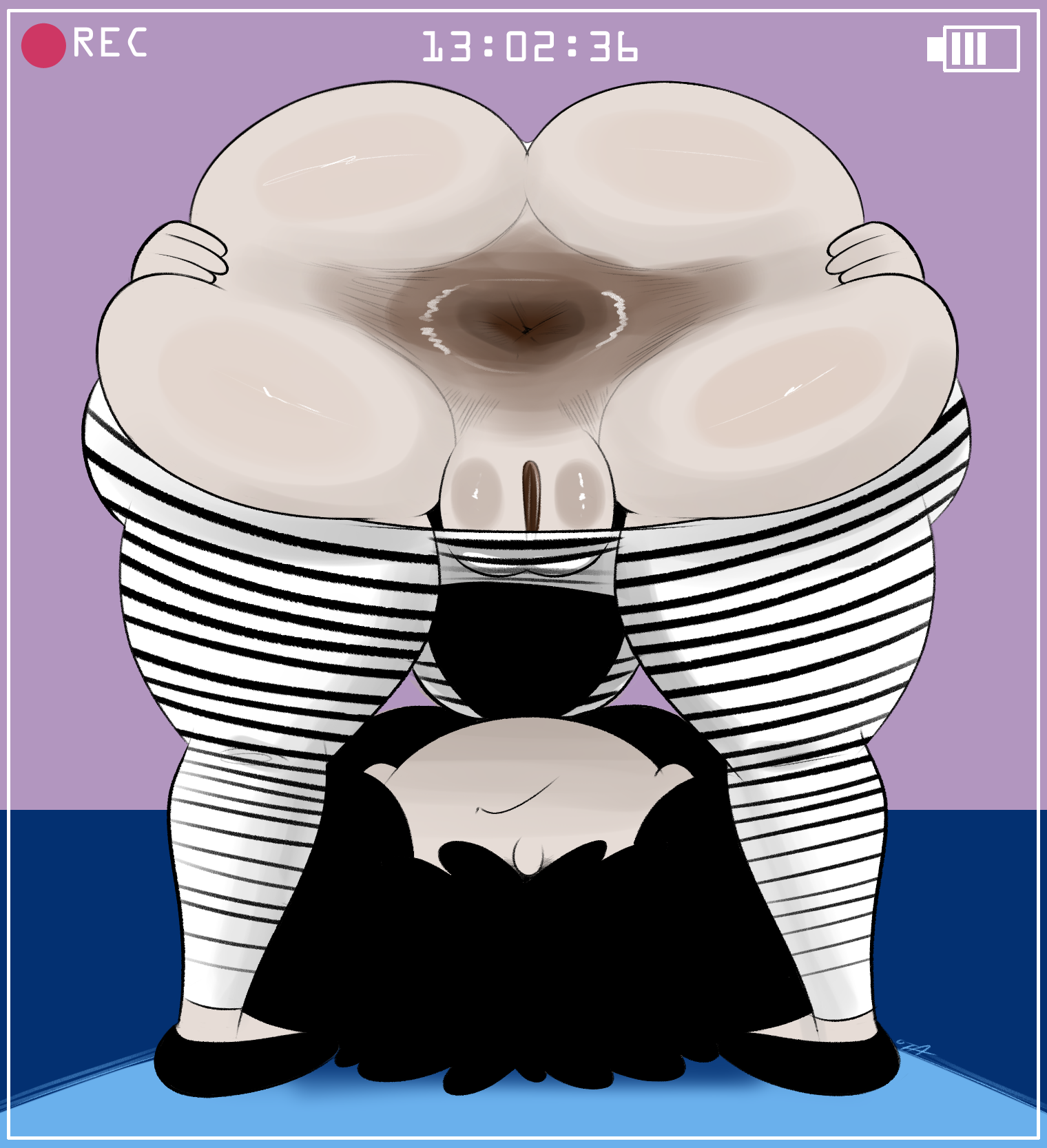 1girls, anus, anus focus, ass, big ass, big butt, black hair, camera pov, fat ass, goth, goth girl, gothic, gothic girl, hair over eyes, huge ass, large ass, lucy loud, ota (artist), pajamas, pale skin, pale-skinned female, pantyhose, pantyhose down, pov, presenting, presenting anus, presenting ass, presenting hindquarters, presenting pussy, pussy, short hair, solo, solo female, solo focus, spread anus, spread ass, spreading, striped pantyhose, the loud house, thick, thick ass, thick thighs, thighs