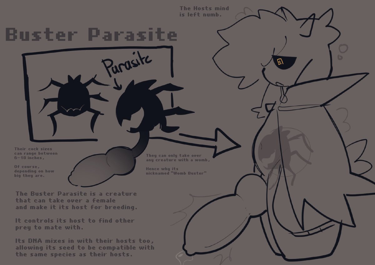 1girls, alien, buster parasite, character request, concept art, creature, creature inside, dizzy, drooling, female, frozenfwomp, furry, futanari, horny, hypnosis, intersex, knotted penis, massive penis, mind control, parasite, parasite in control, parasitic penis, parasitic possession, penis, pregnant, pregnant female, small dom big sub