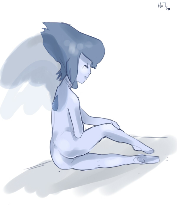 1girls ass beach cartoon_network female gem_(species) lapis_lazuli_(gem) lapis_lazuli_(steven_universe) muttgirl nude solo steven_universe wings